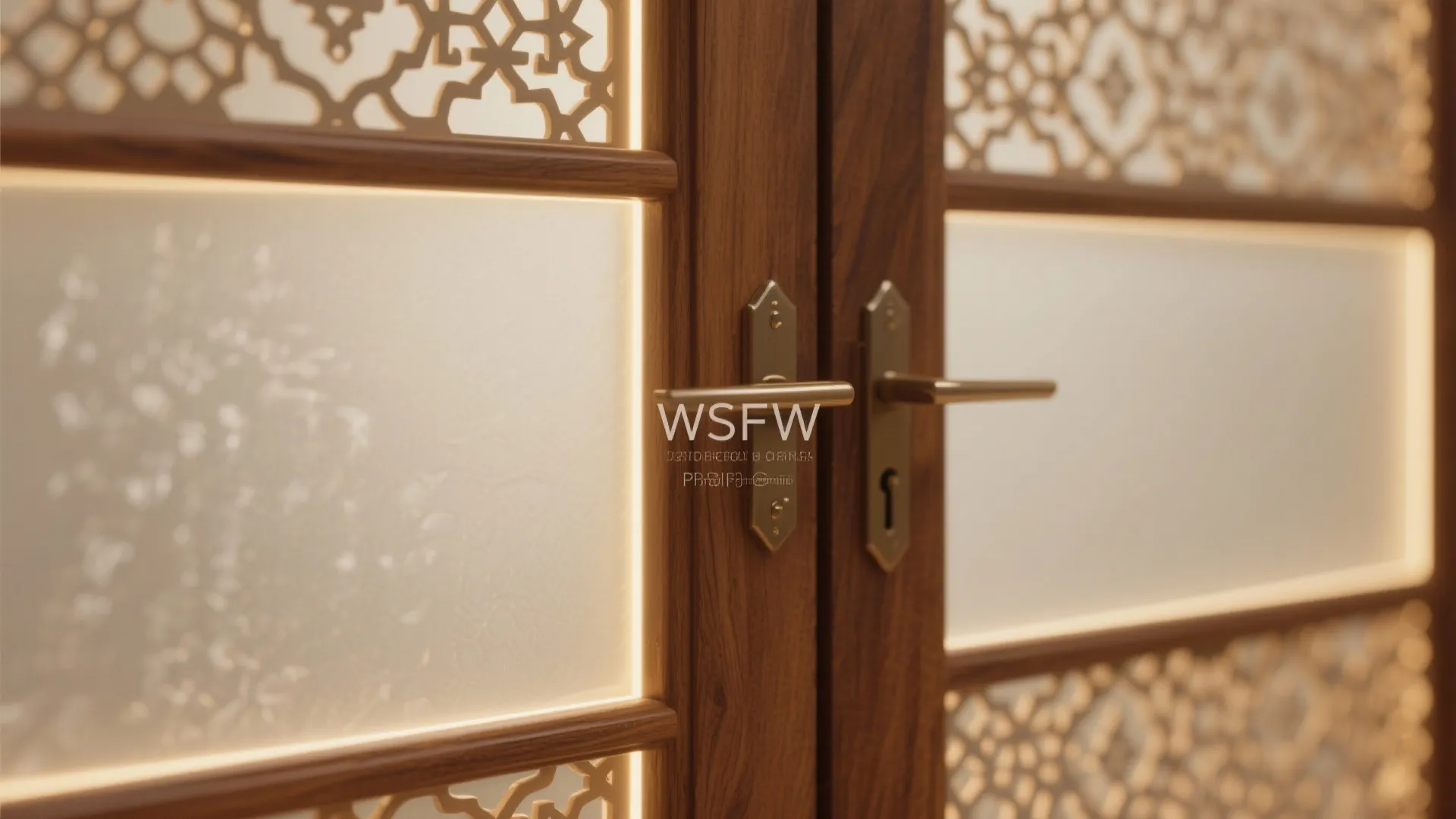 Frosted Glass Doors with Backlit Jaali Patterns