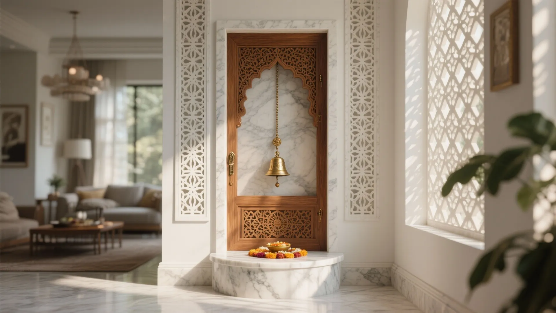 Intricate Jaali with White Marble Accents