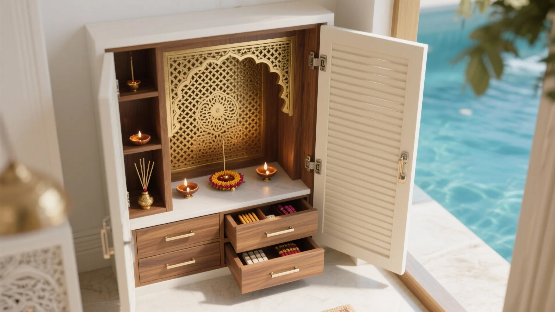 Ventilated Niche with Jaali and Prayer Storage