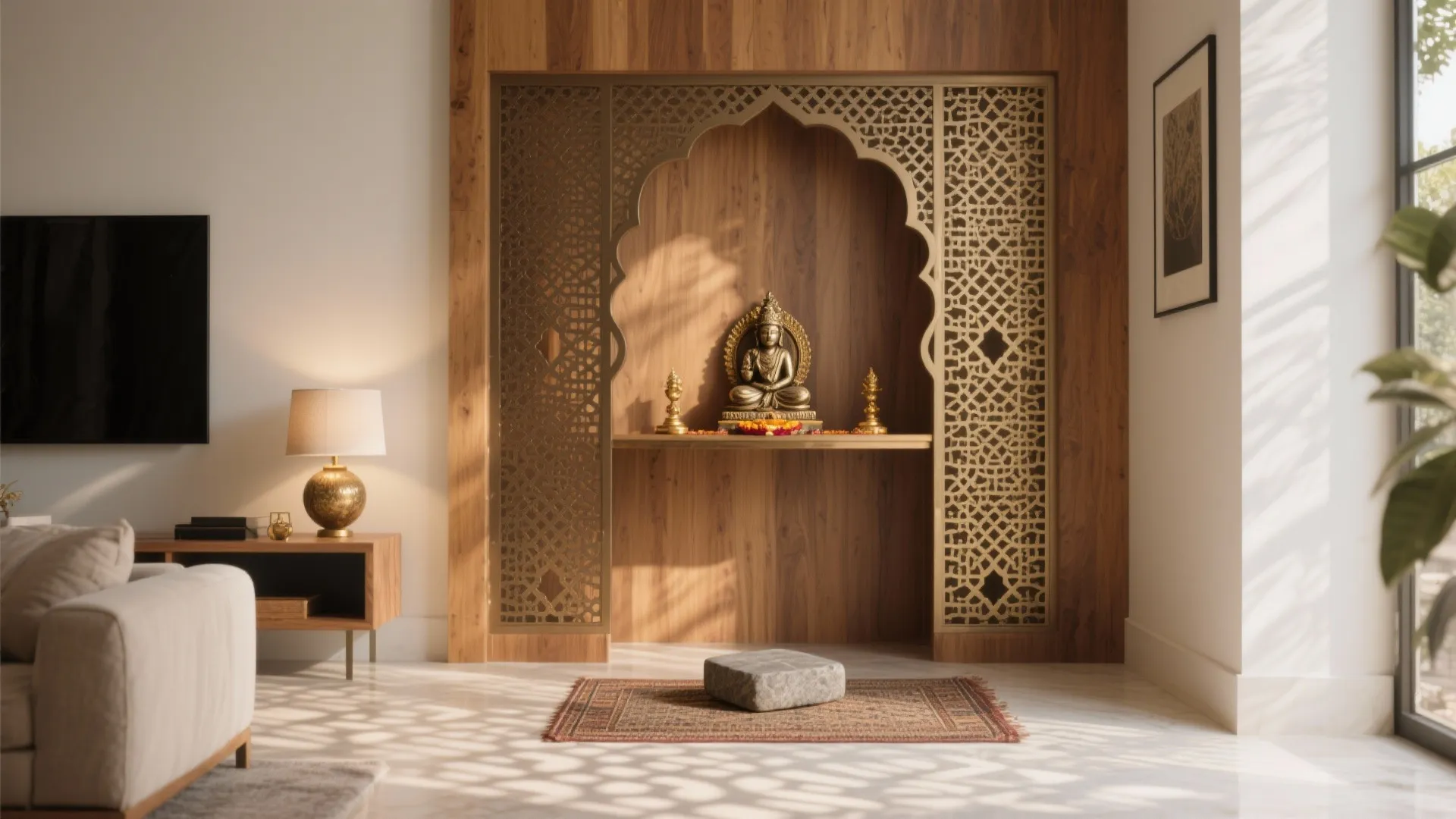 Jaali screens define a nook