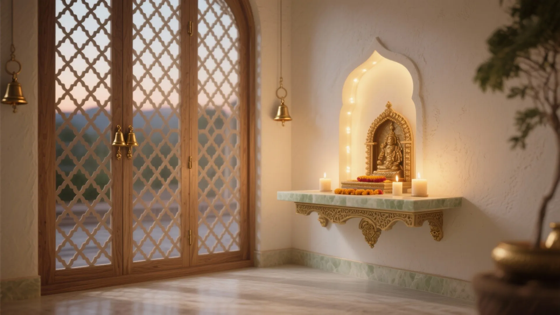 Jaali Partitions That Define a Sacred Nook