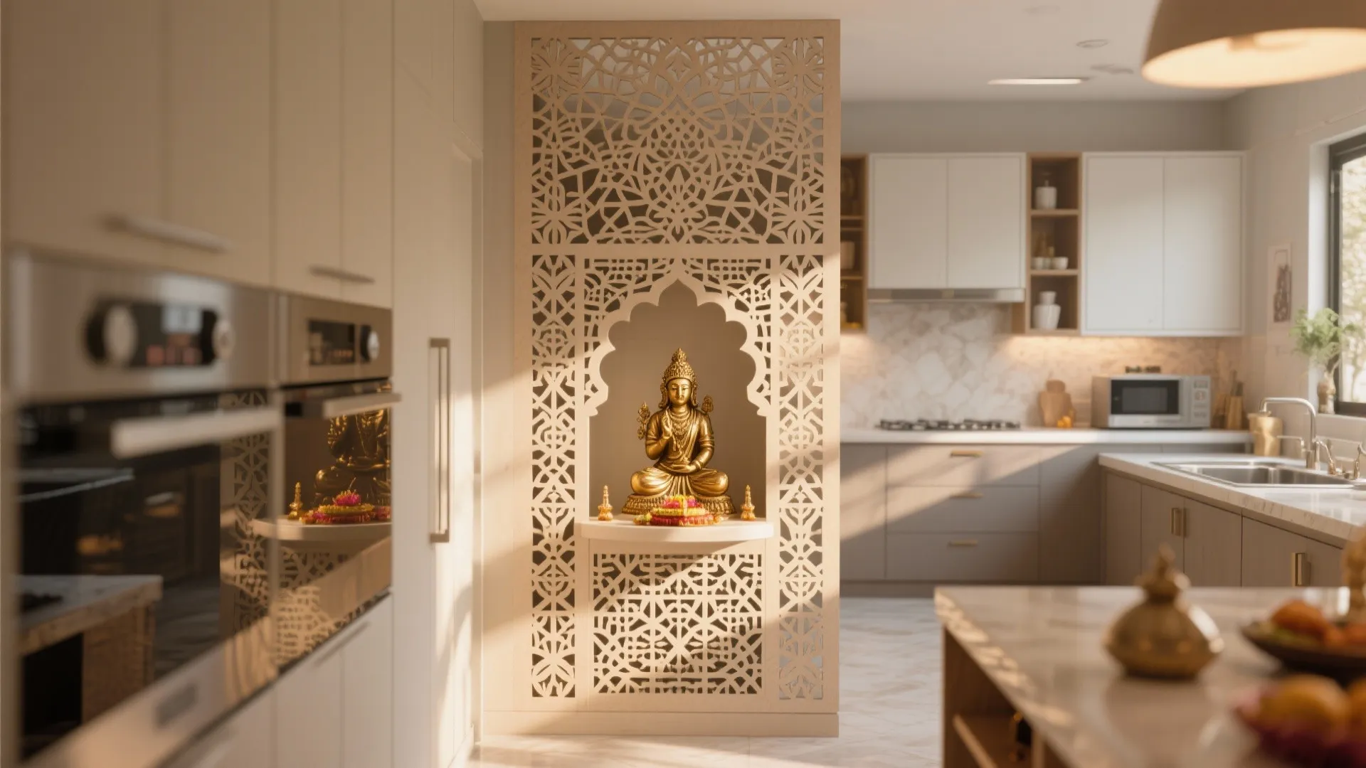 Partition-Based Pooja Corner