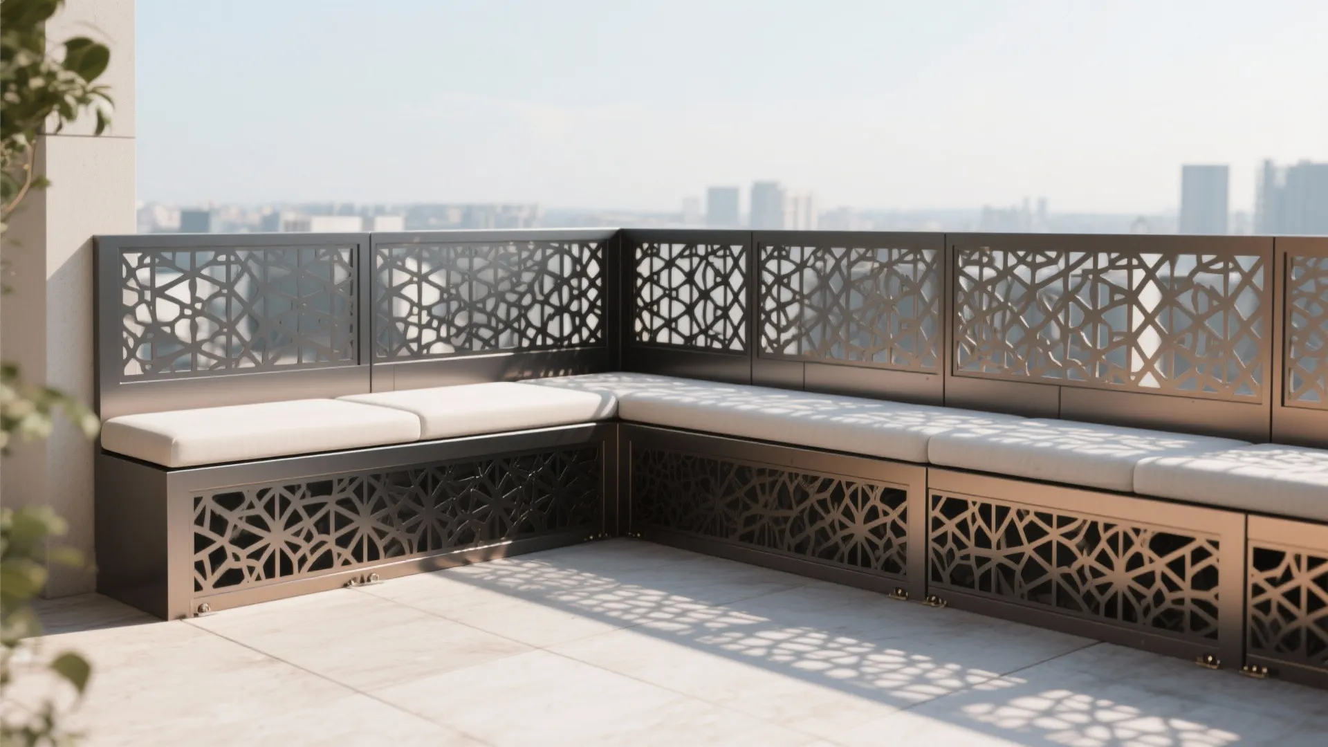 3) CNC-Cut Jaali or Perforated Metal Parapet