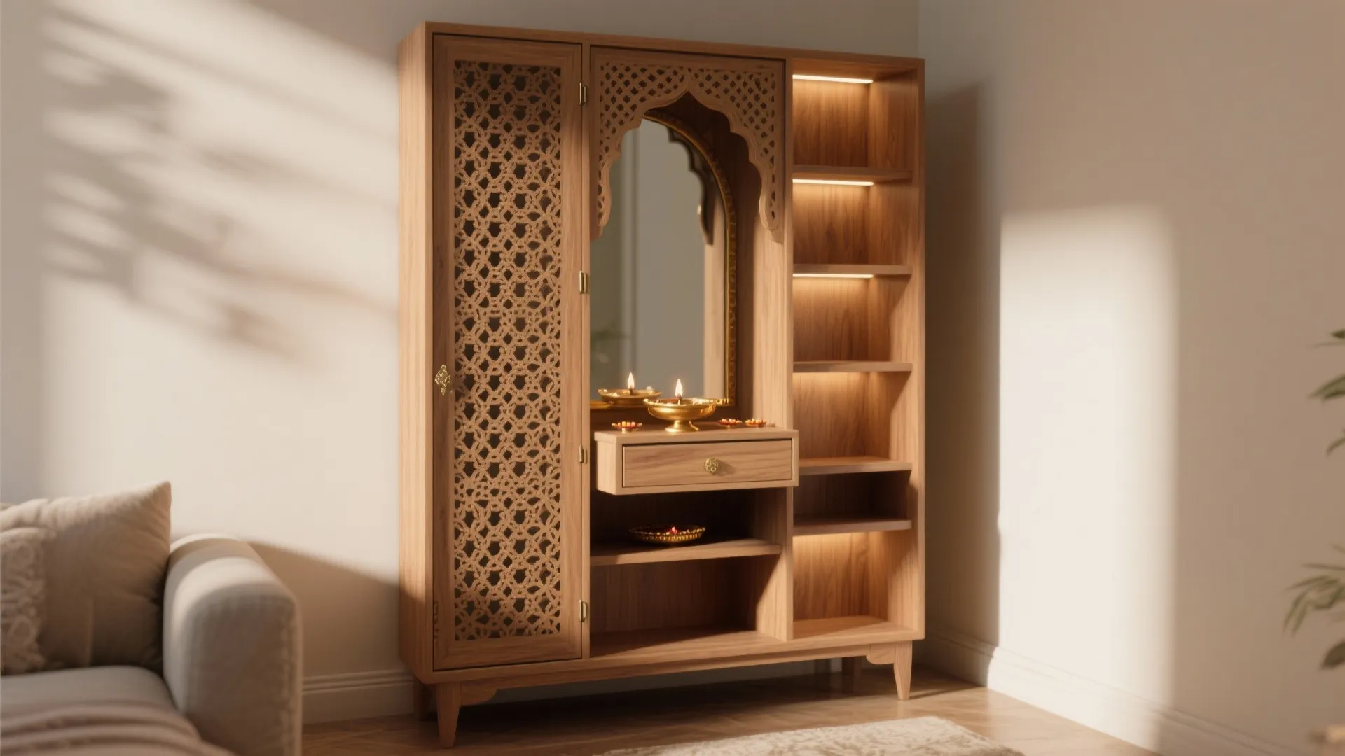 Compact cabinet with jaali doors