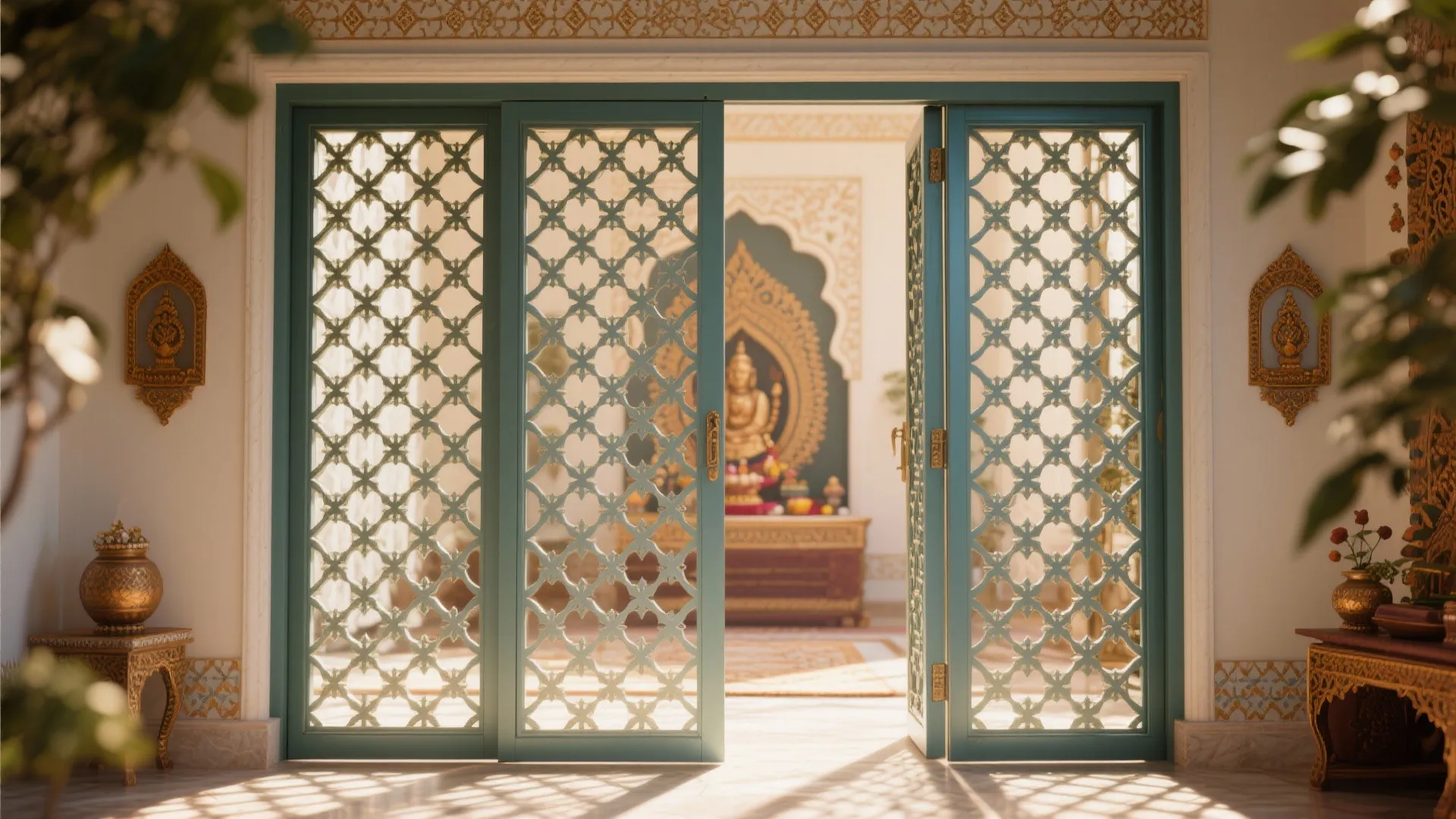 Jaali Pattern Sliding Door
