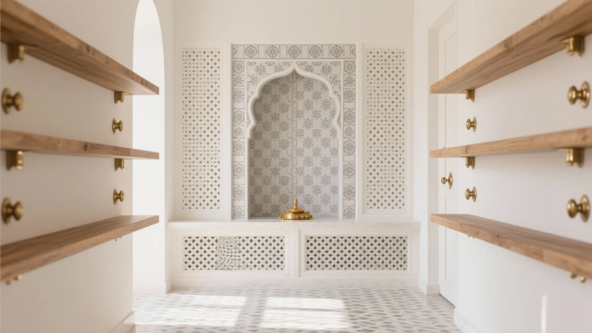 Softly patterned “jaali” tiles for air and shadow play