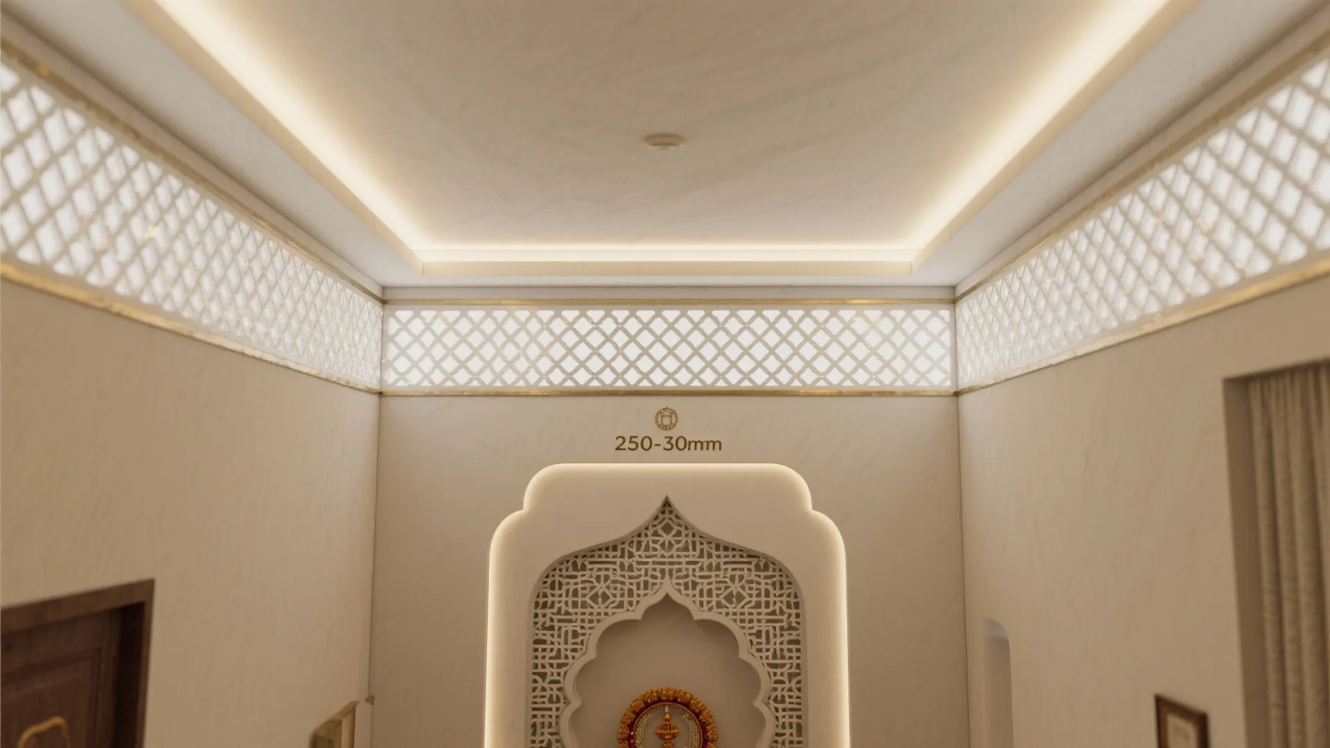 Backlit Jaali Lattice: Ethereal Ceiling Accent