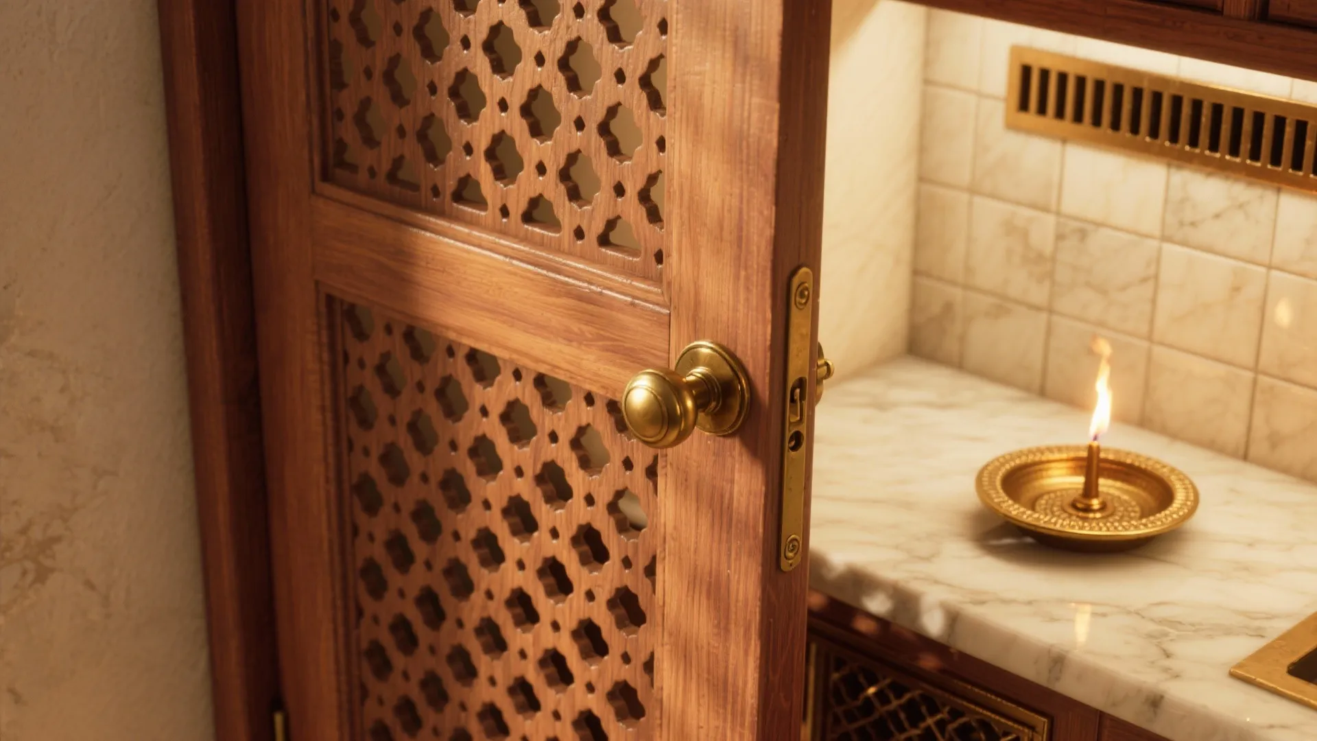 2) Ventilated Jaali Doors and Heat-Safe Surfaces