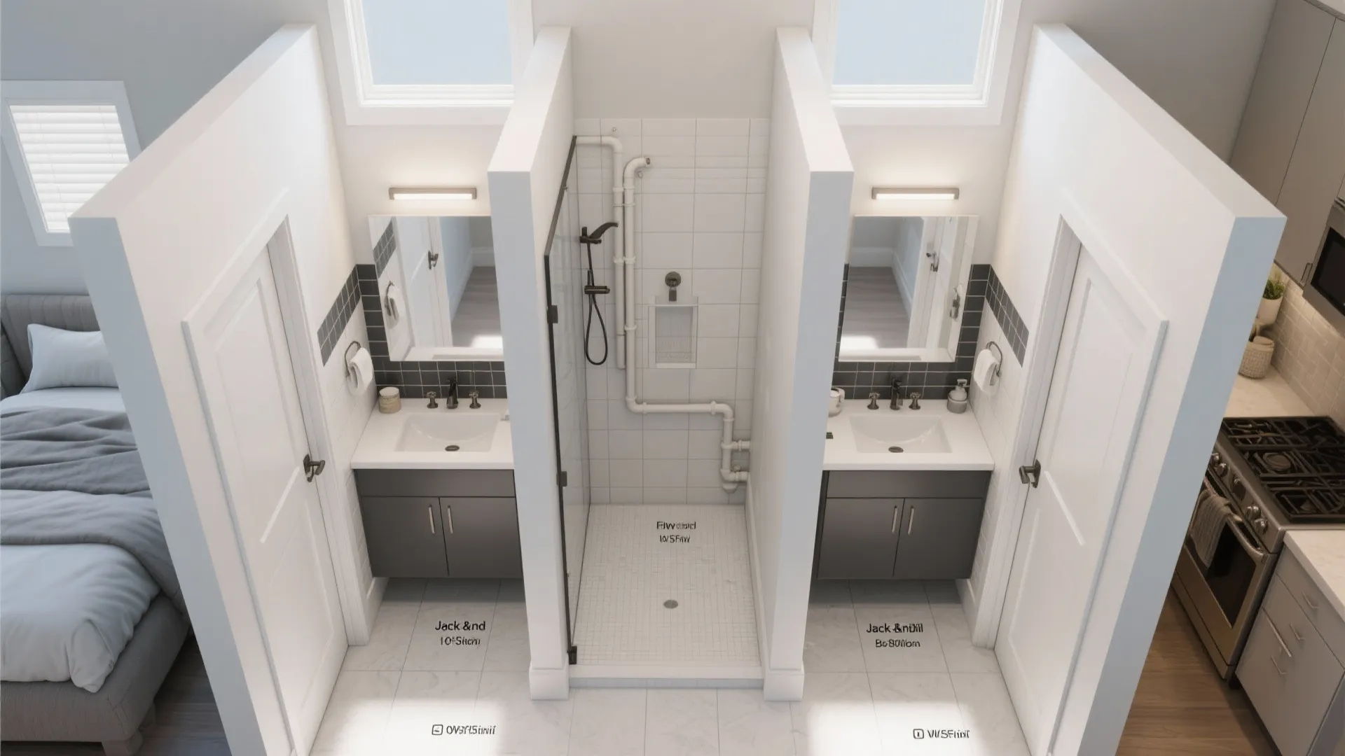 2. Jack-and-Jill bathroom between bedrooms