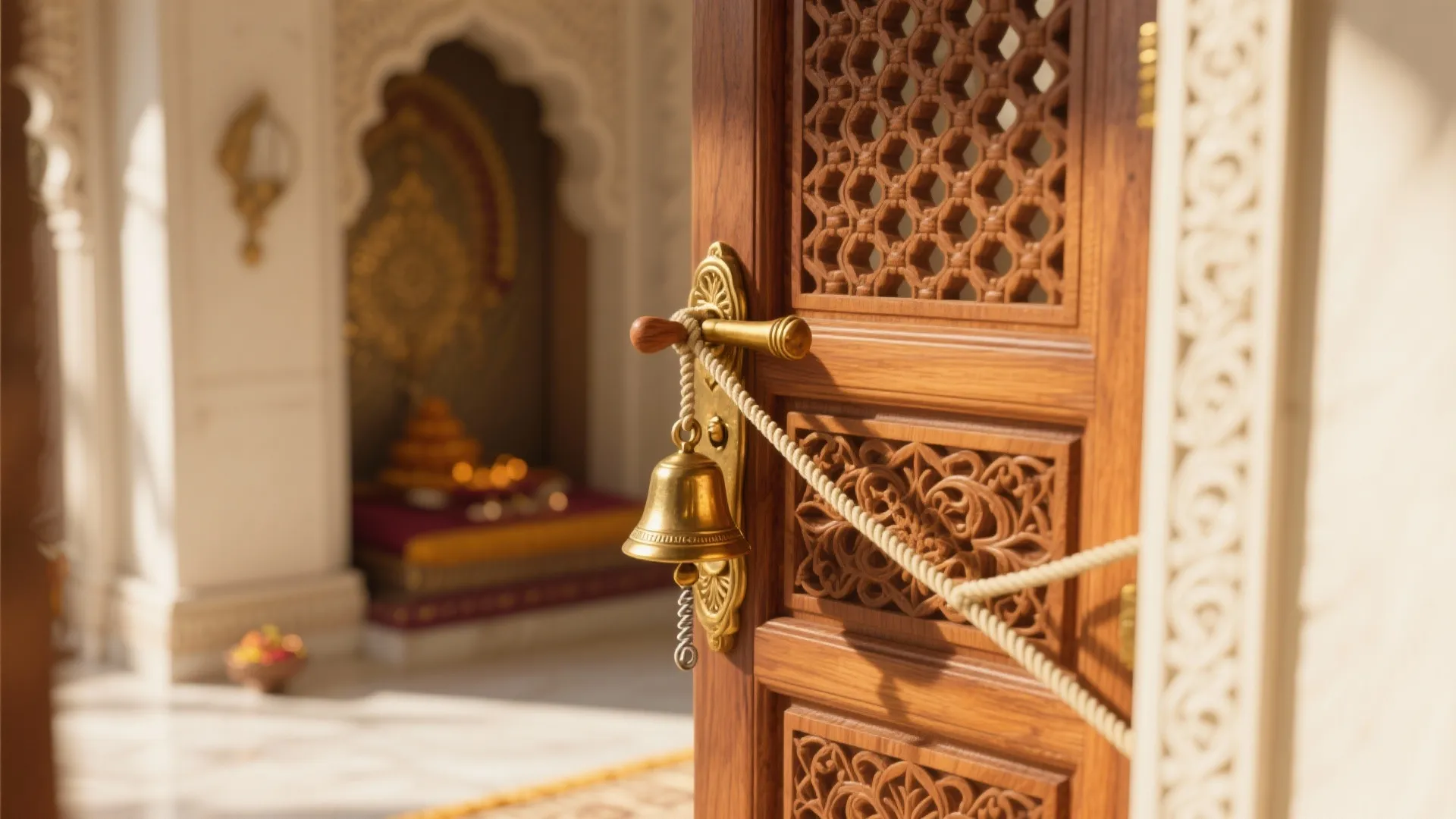 Idea 2: Carved Jali With a Bell-Pull Handle