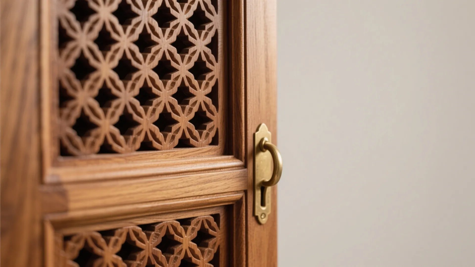 Carved solid-wood doors with airy jali patterns