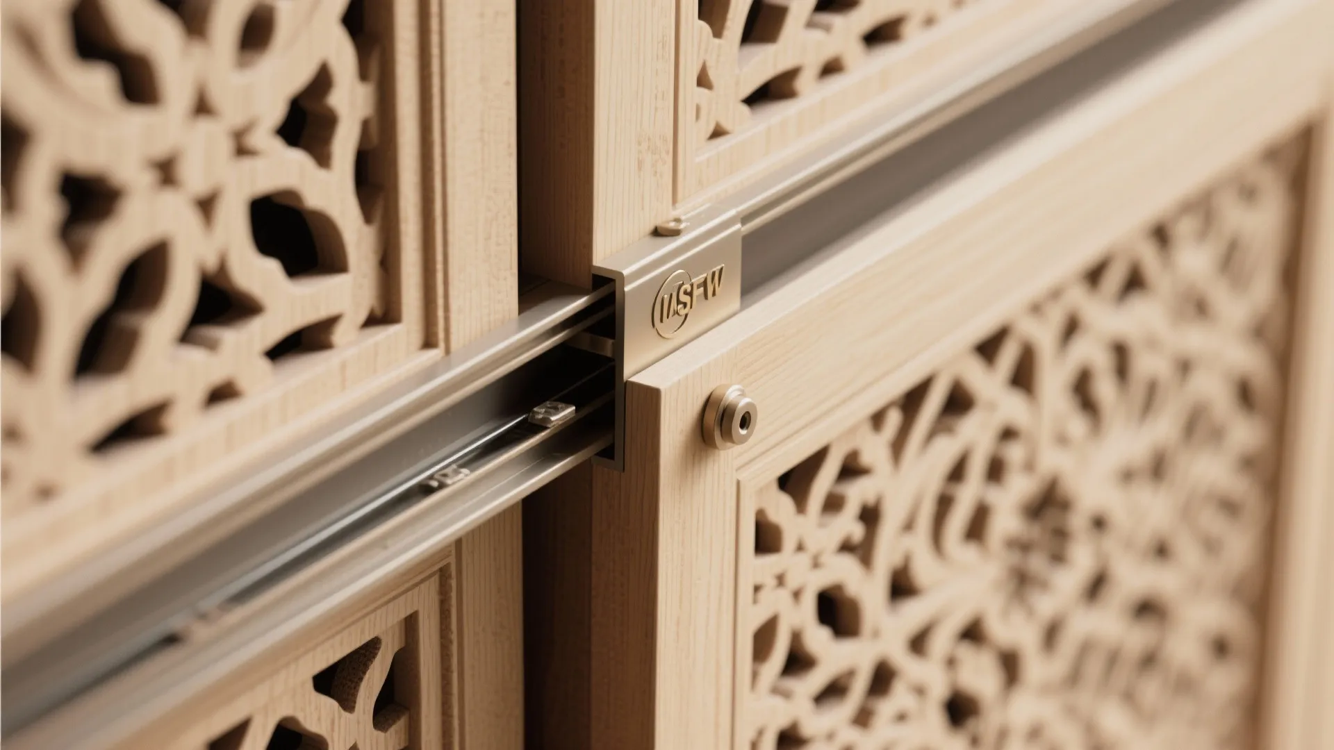Carved jali screen with hidden storage
