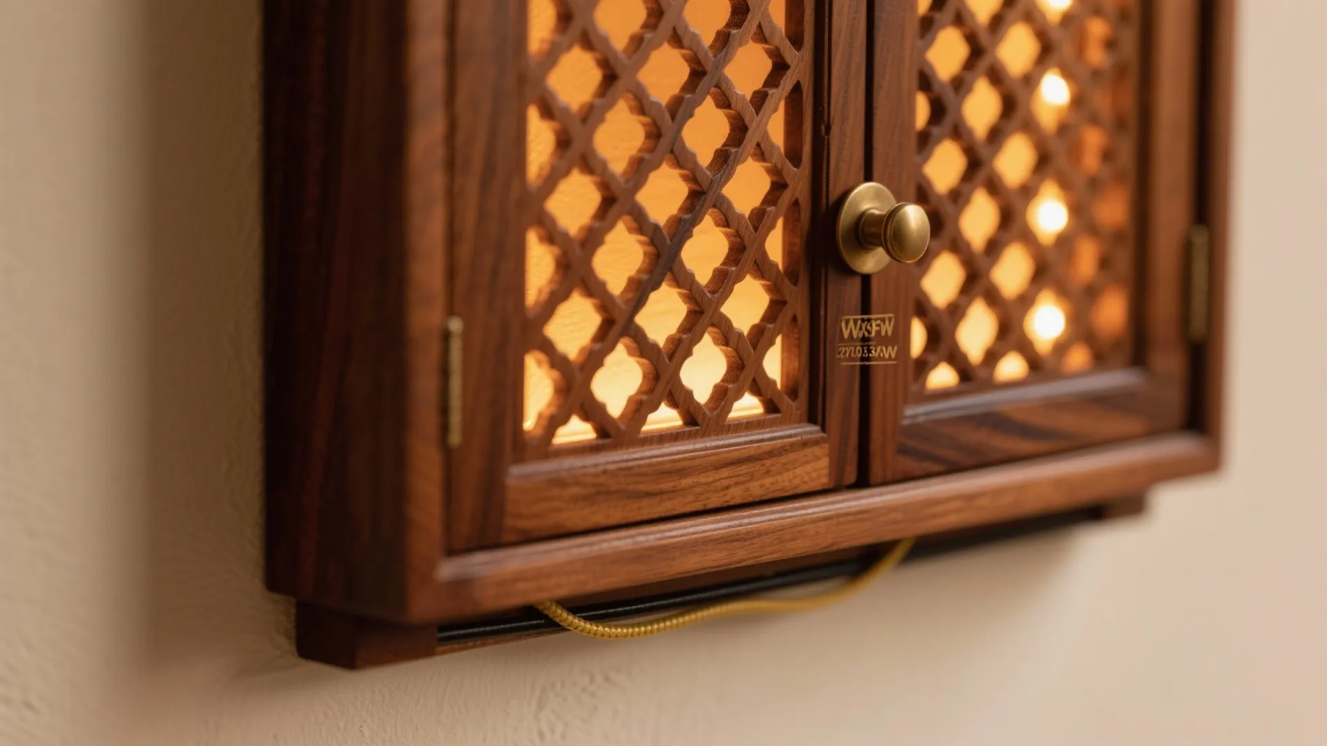 Wall-mounted pooja cabinet with backlighting