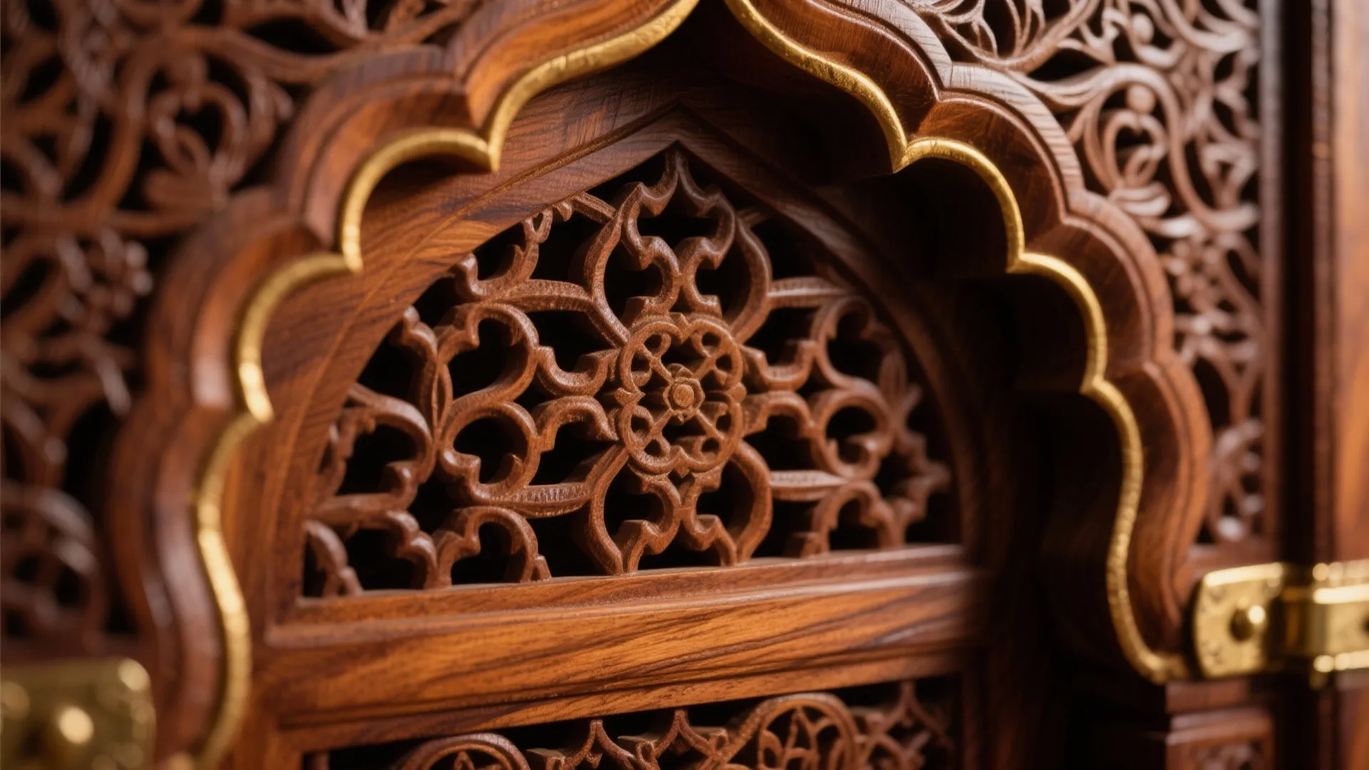 Traditional carved wood or sandstone arch with jali