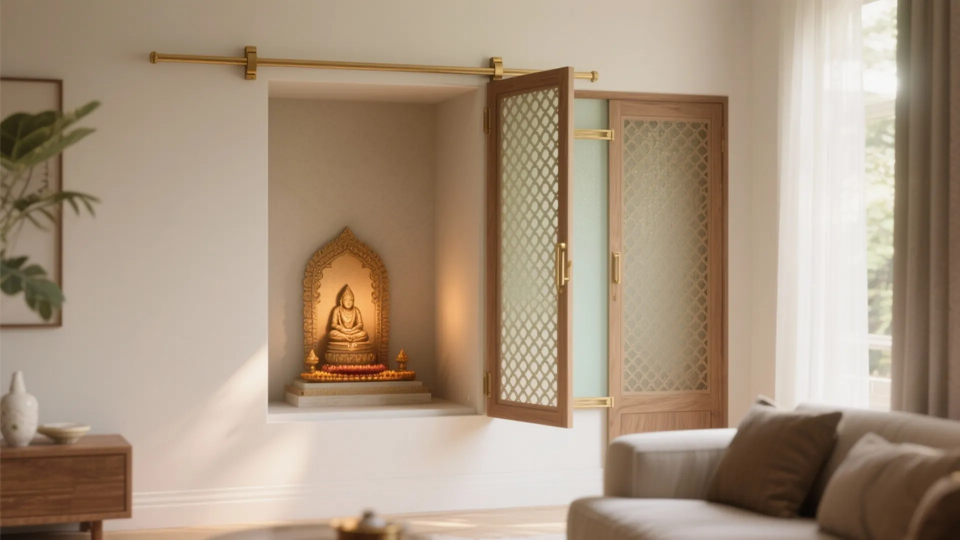 Idea 2: Sliding Jali Screens That Transform a Niche