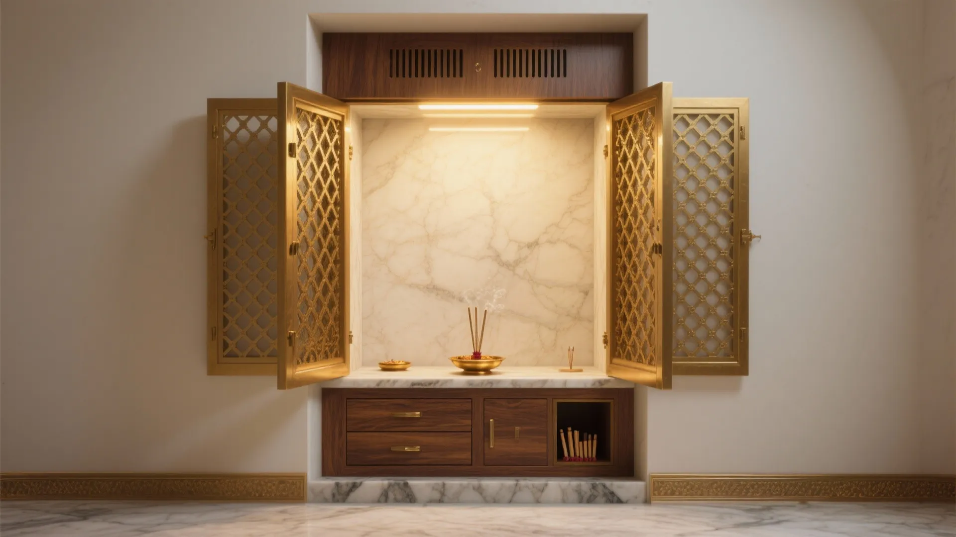 1) Slim Wall Niche with Sliding Jali Doors