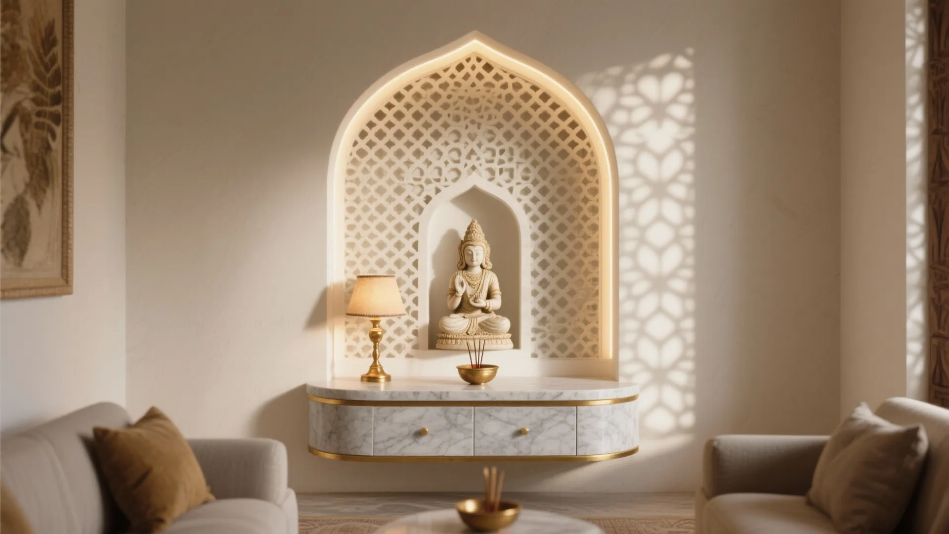 Arched Jali Niche in the Hall