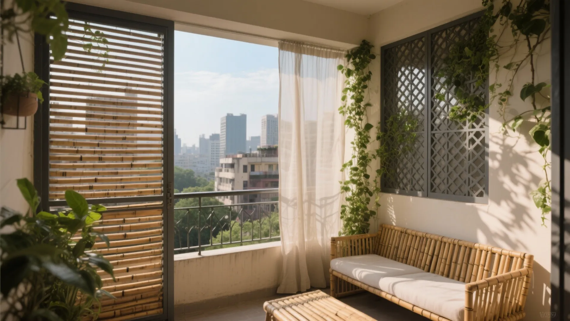 Breezy privacy with jali and bamboo screens