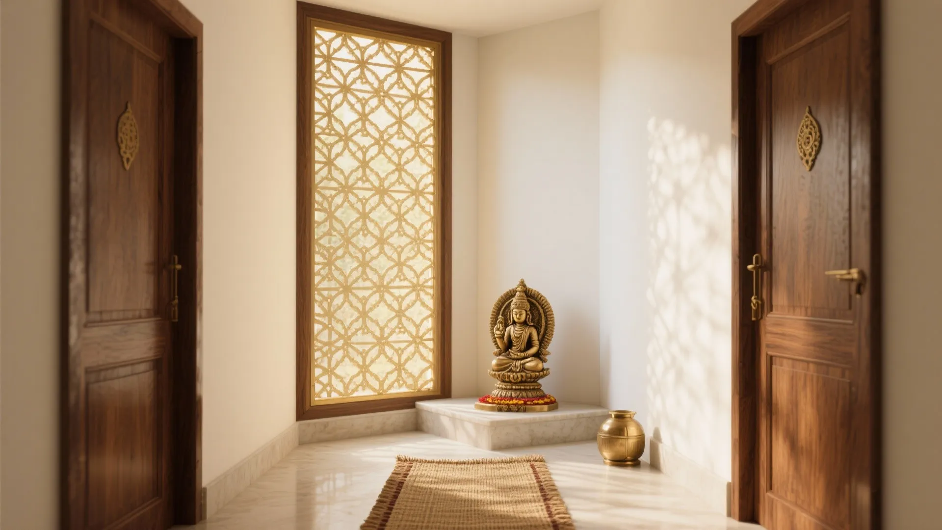 Define the sacred zone with jali, a threshold, and light