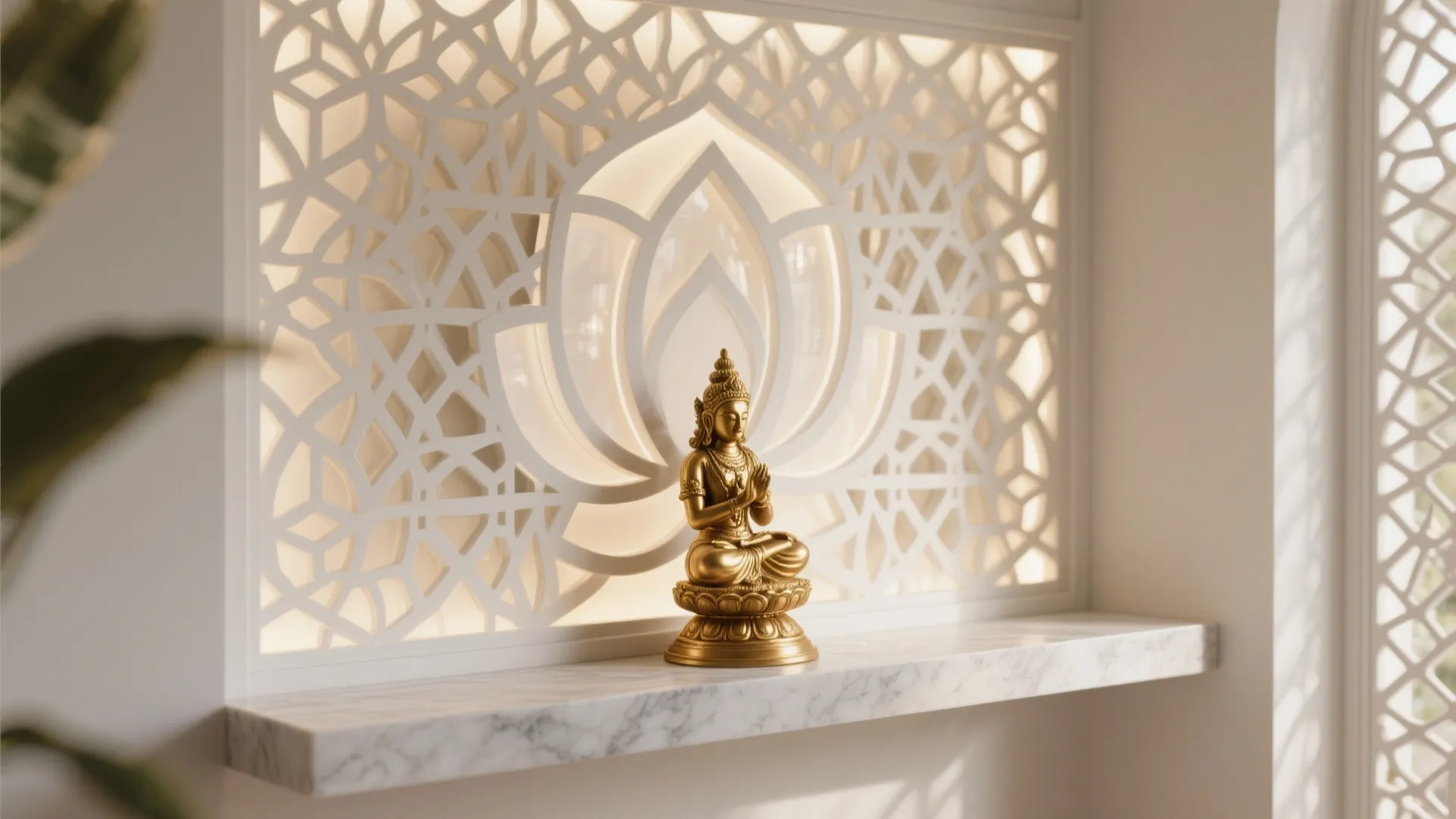 Backlit POP Jali Panel as the Idol Backdrop