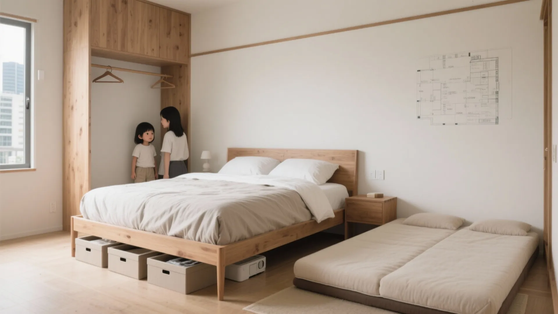寝室は“親子で同方向”に眠るベッド配置（収納技巧／日本都市）