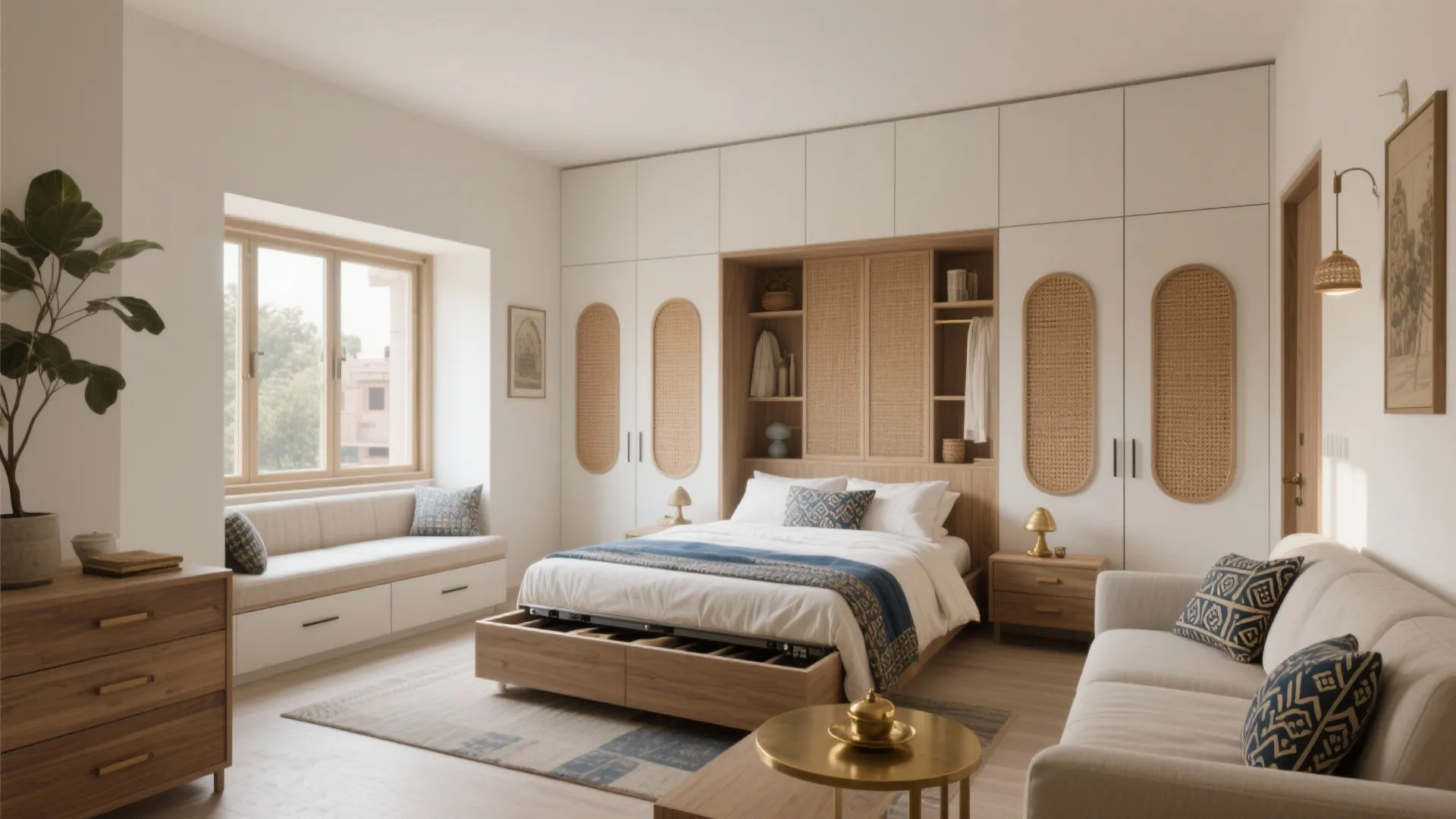 Built‑Ins and a Calm Japandi‑Indian Mix