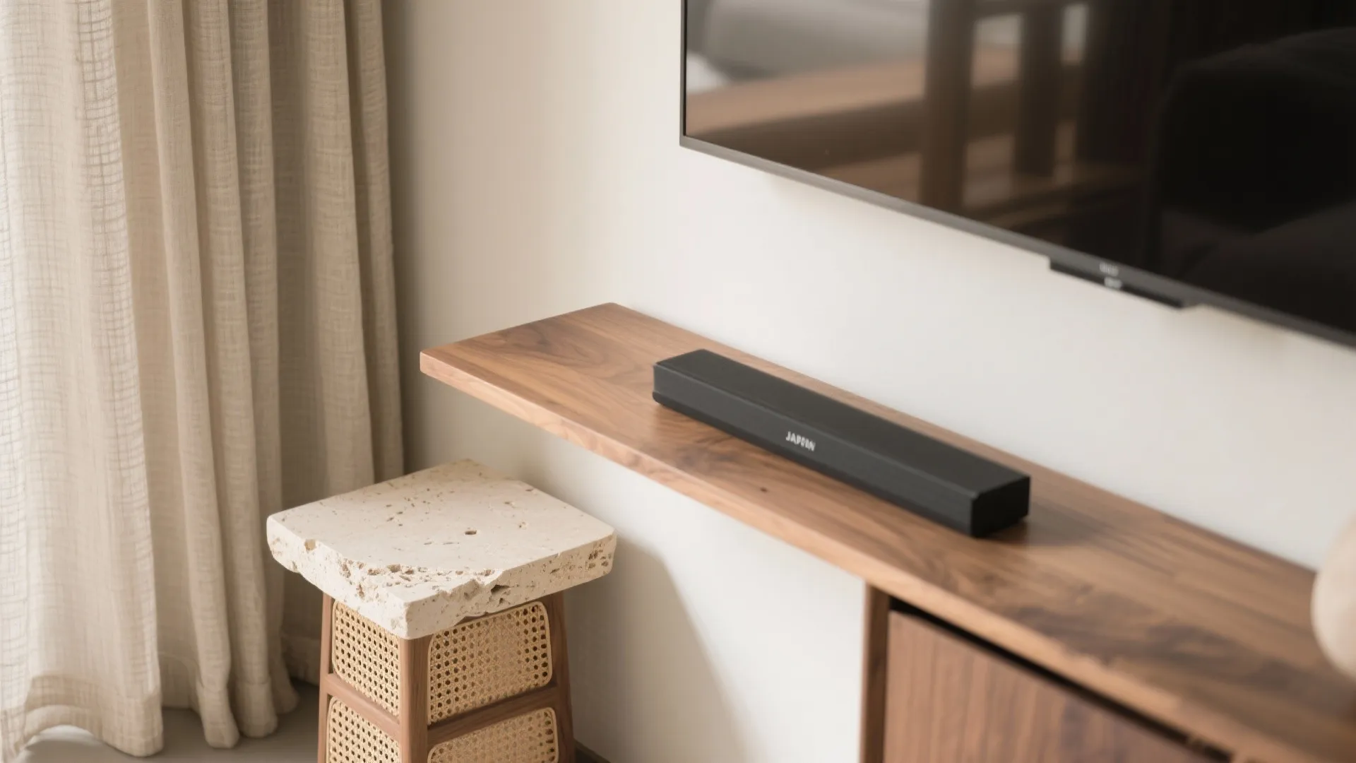 Layered natural textures: wood, linen, and stone