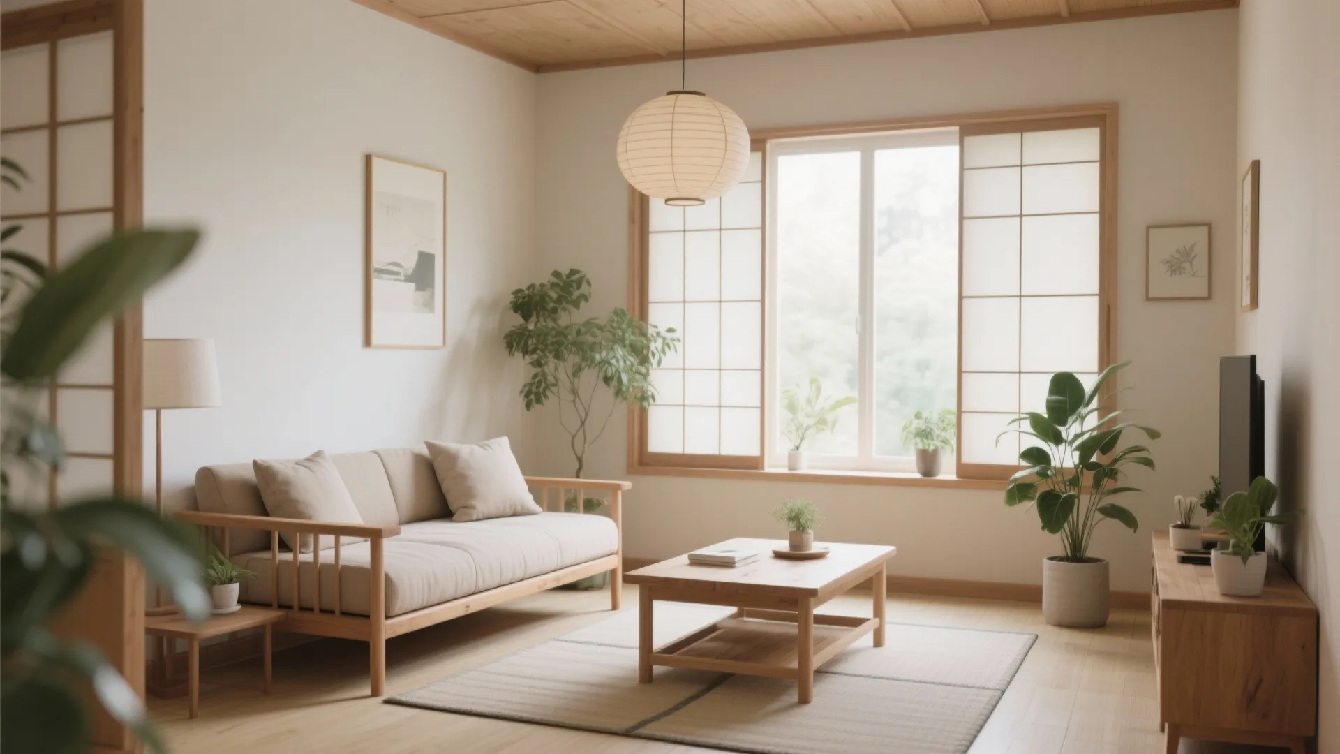 2. Japandi Style Wood Frame Futon