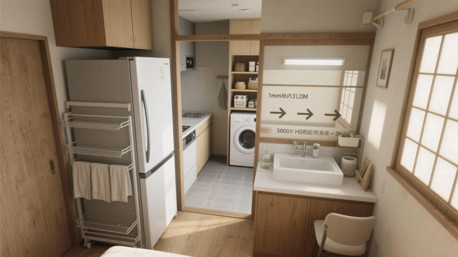 Tips 5: 収納と設備を“1mモジュール”で束ねる（日本都市／収納技巧）