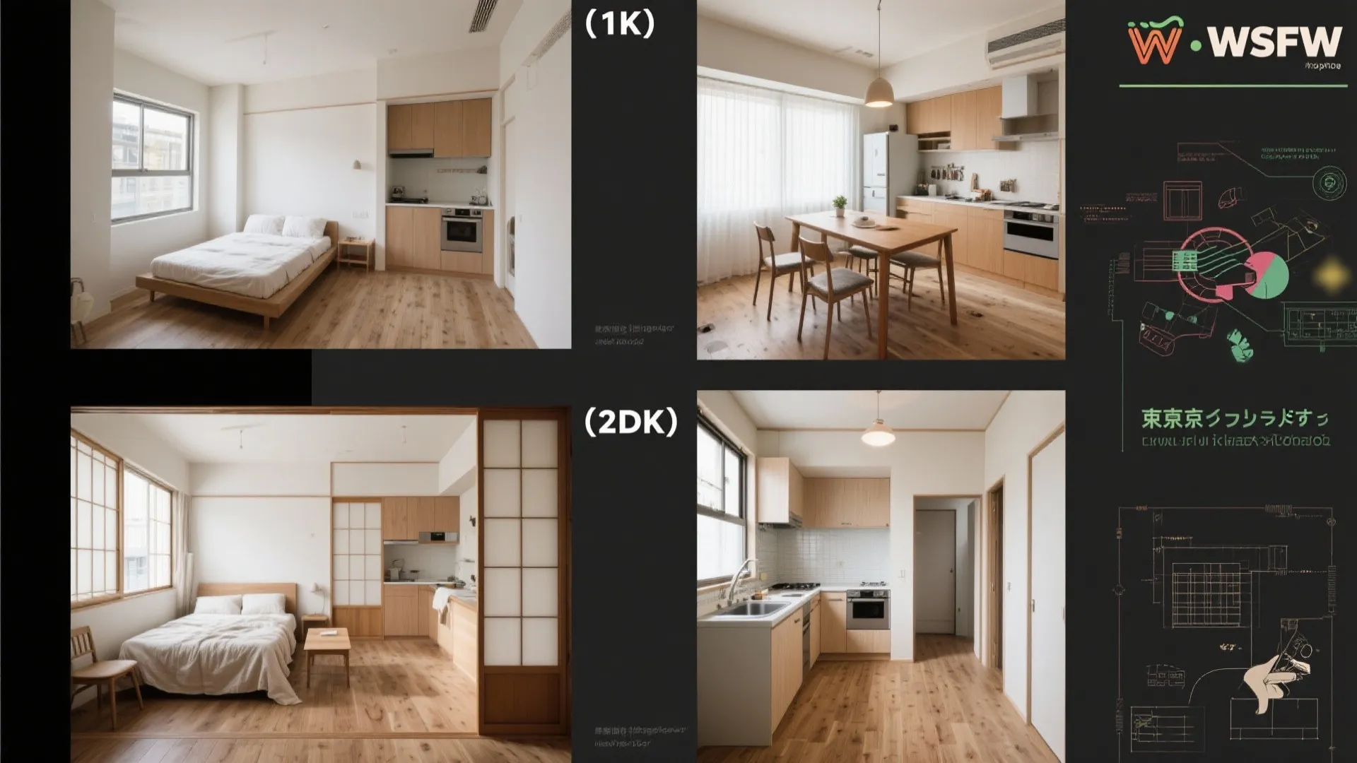 1K・1DK・2DKとの違いを生活感で理解（日本都市の間取り比較）