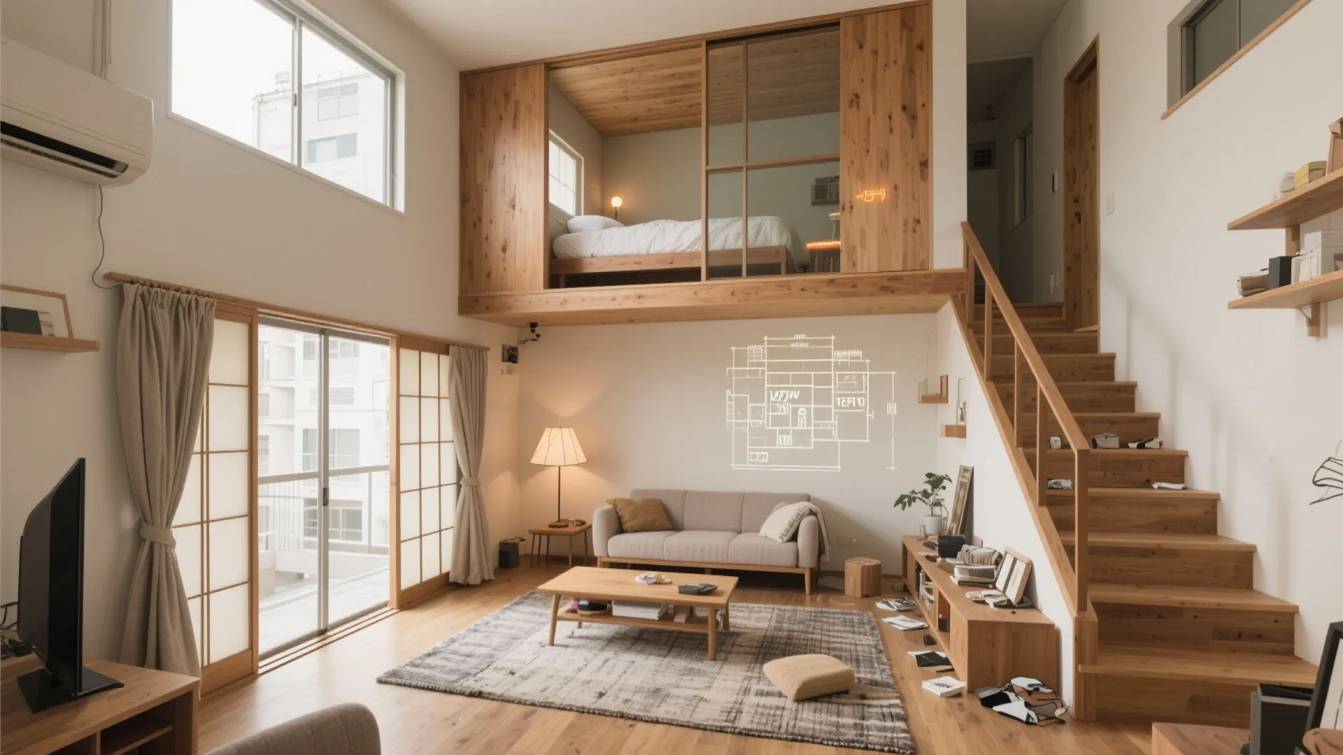 管理と音のリスクが敬遠されるから：上下で生活ゾーンを分ける（日式風格）