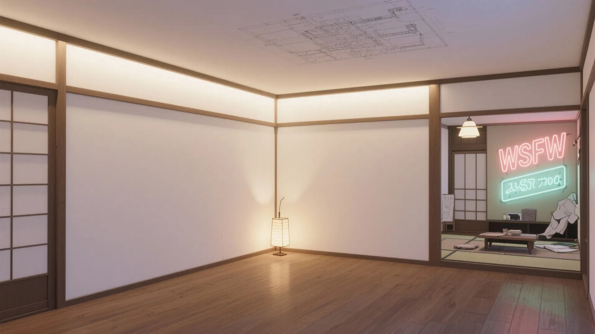 光と色で天井を上げる：日式風格の配色とライティングで奥行をつくる