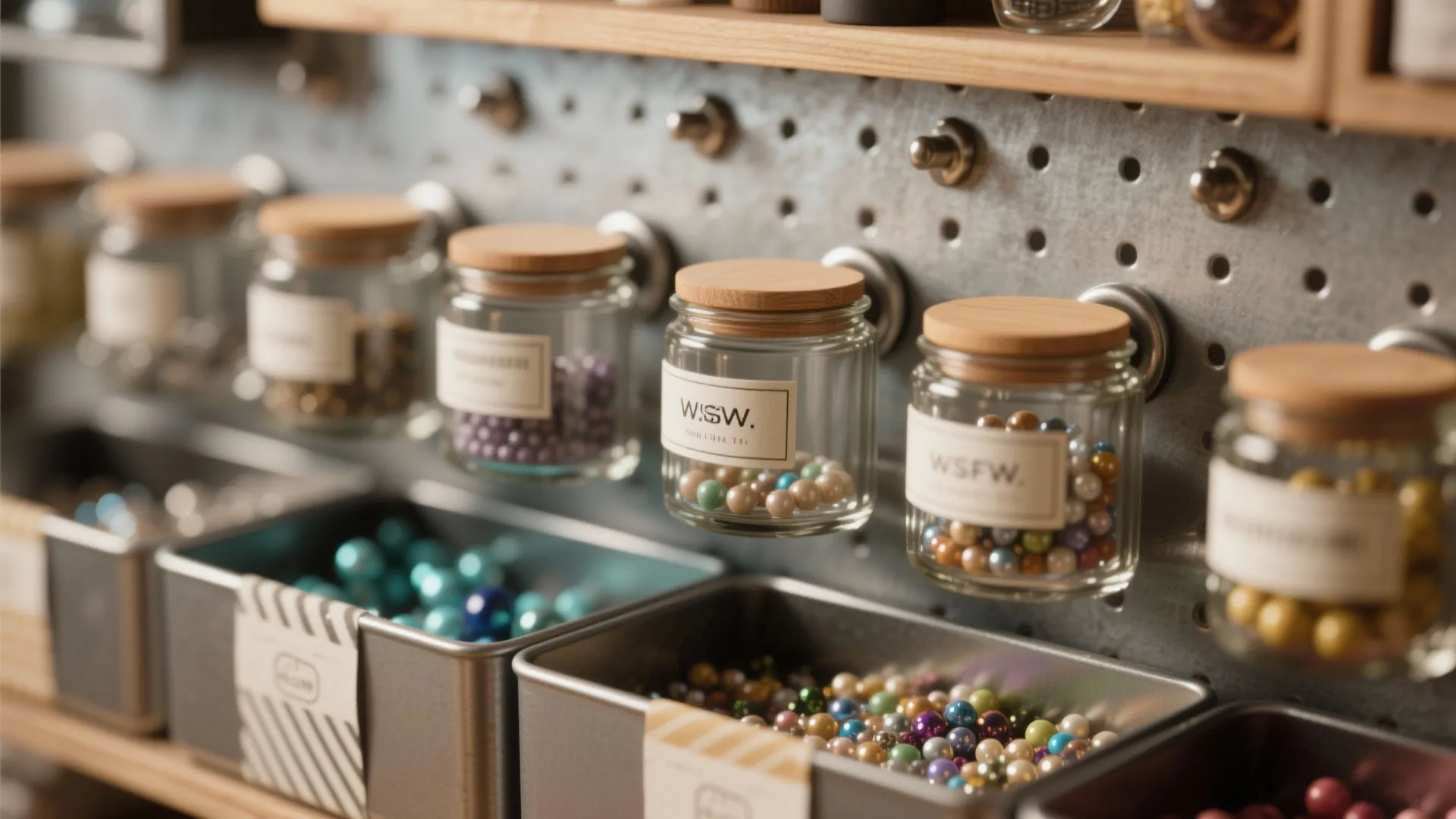 5. Glass jars, magnetic tins, and small-zone labeling