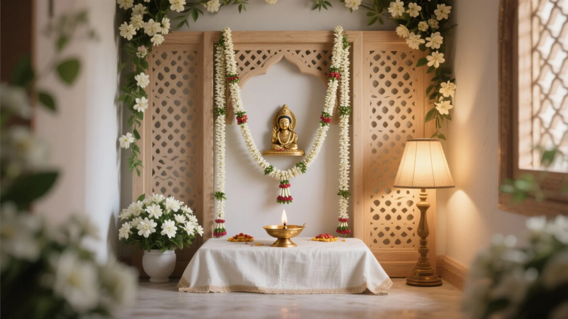Vertical Jasmine Trails and Floral Backdrops
