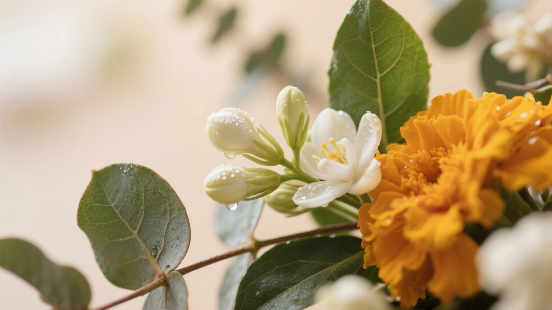 Mixed Florals: Marigold, Jasmine, and Greens