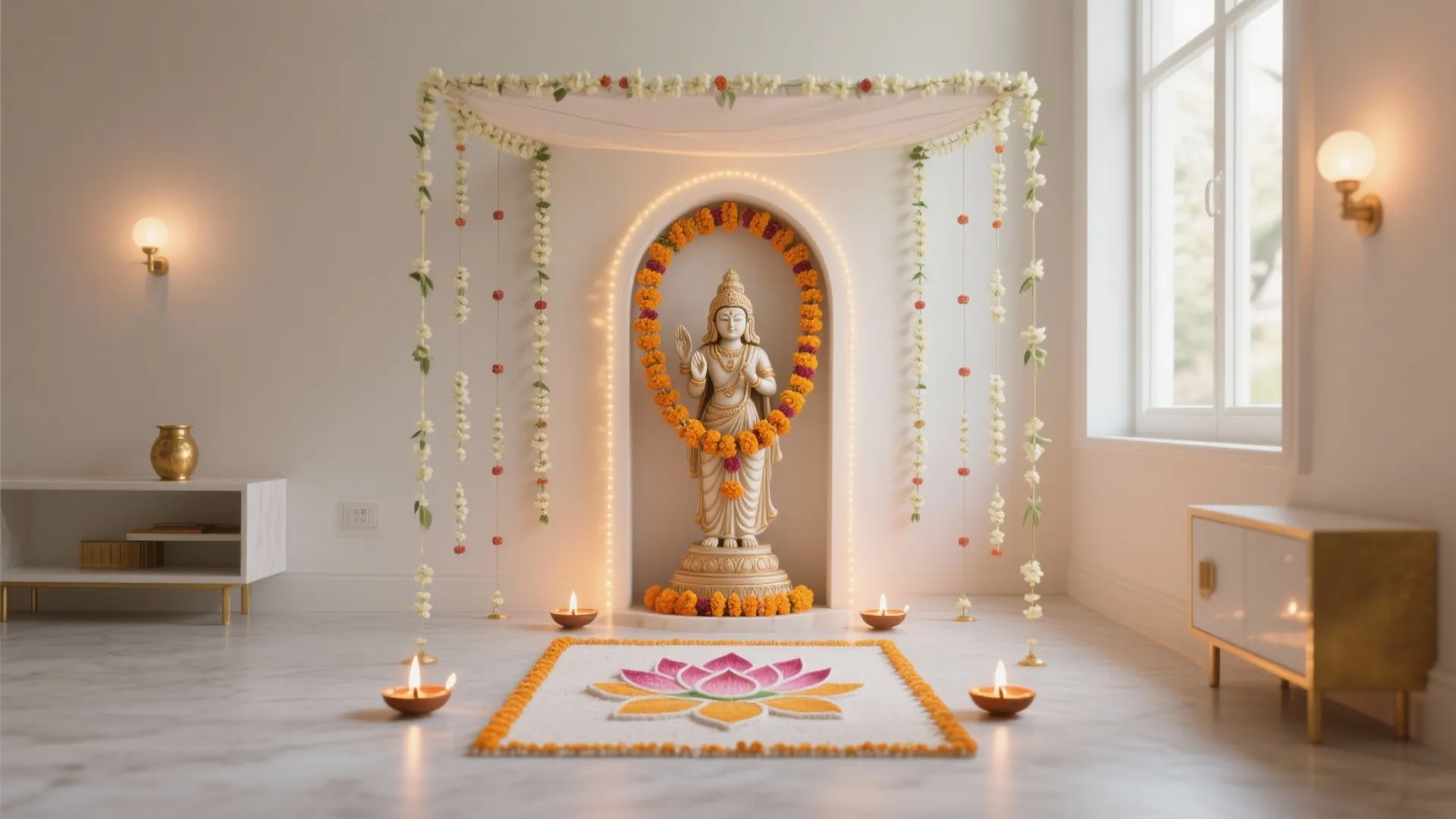 Minimalist Jasmine Strings with Soft Lighting