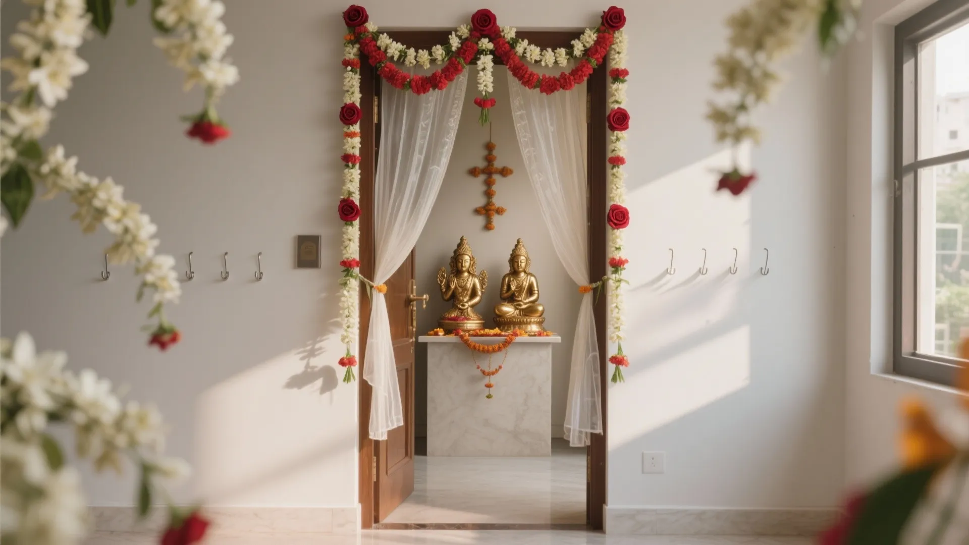 Jasmine and rose toran (door frame garland)