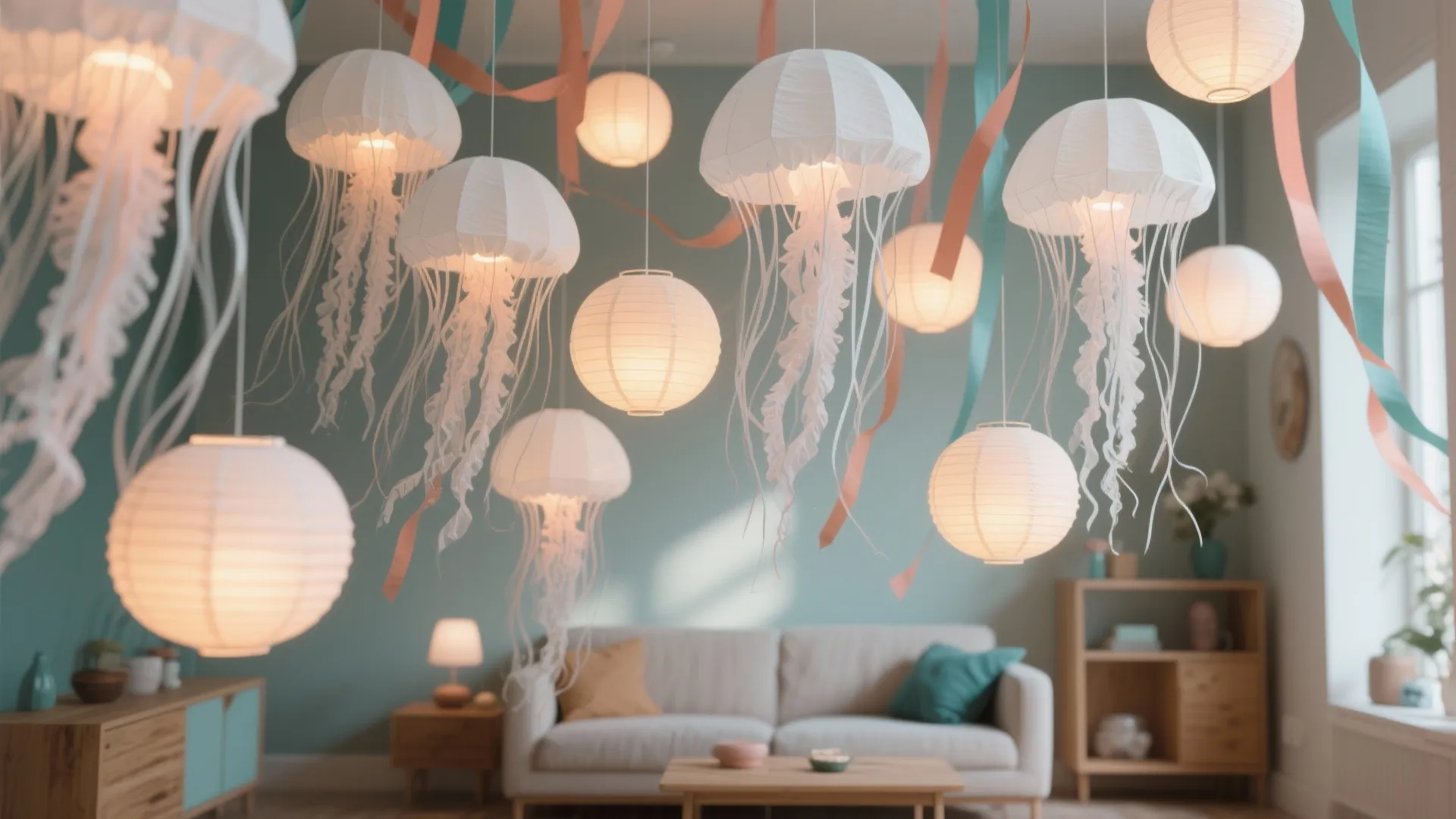 Idea 1: Jellyfish Lanterns from Paper Lamps