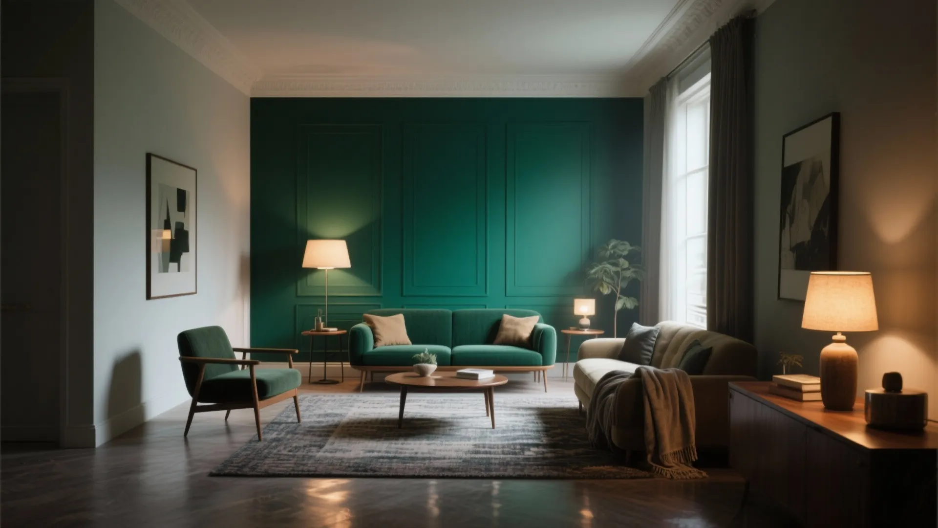 2. Moody jewel tone on one focal wall