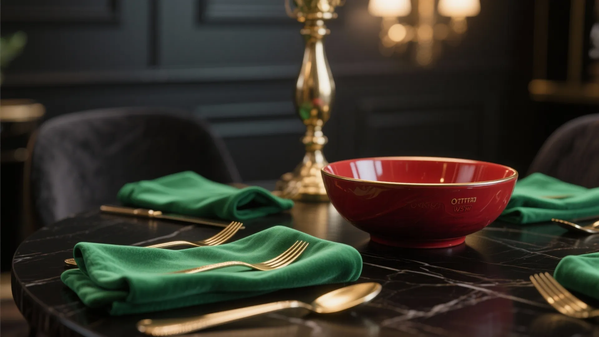 2. Jewel-Toned Accents Against a Dark Backdrop