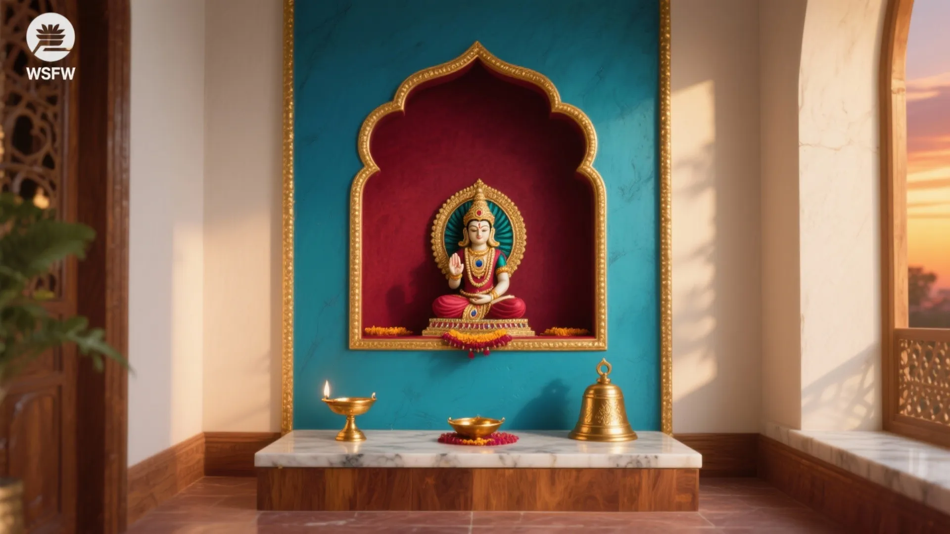 Jewel-Tone Accent Wall with Gold Highlights