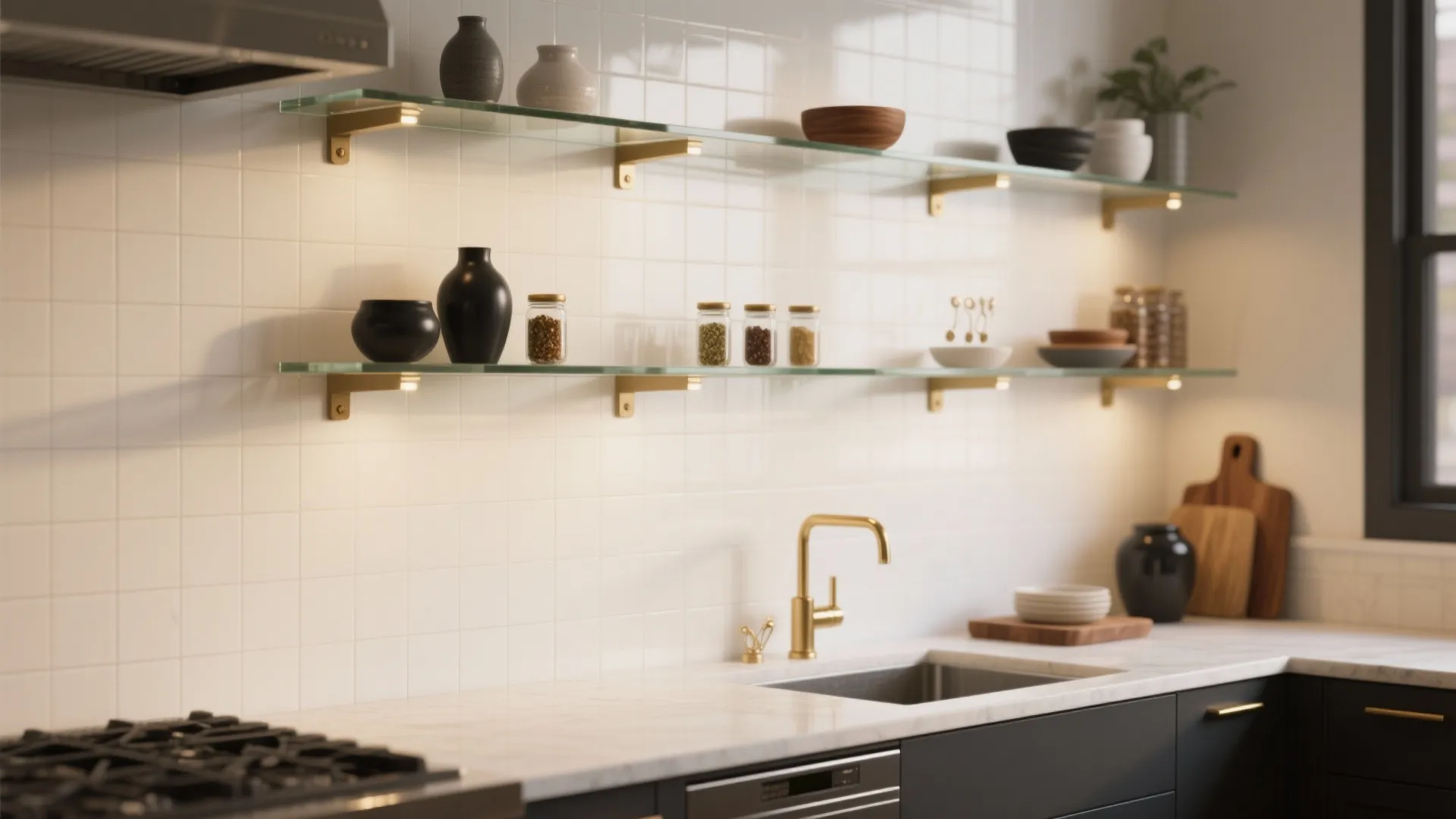 Wall Glass Shelf Design: 5 Space-Savvy Ideas: How I use glass shelves on walls to brighten small rooms, store more, and keep things wonderfully light.