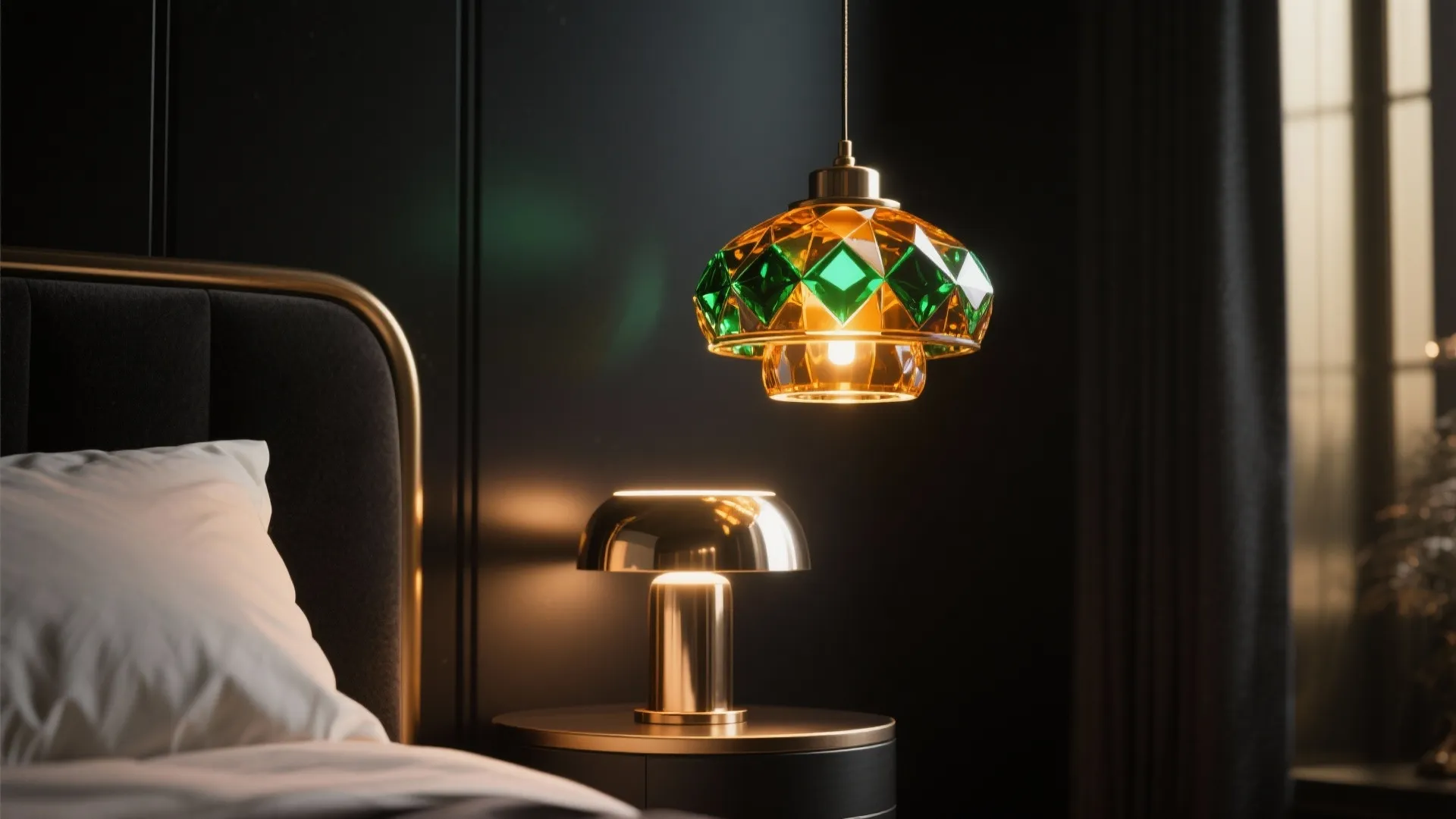 3. Statement Lighting: jewel-toned pendants and layered illumination