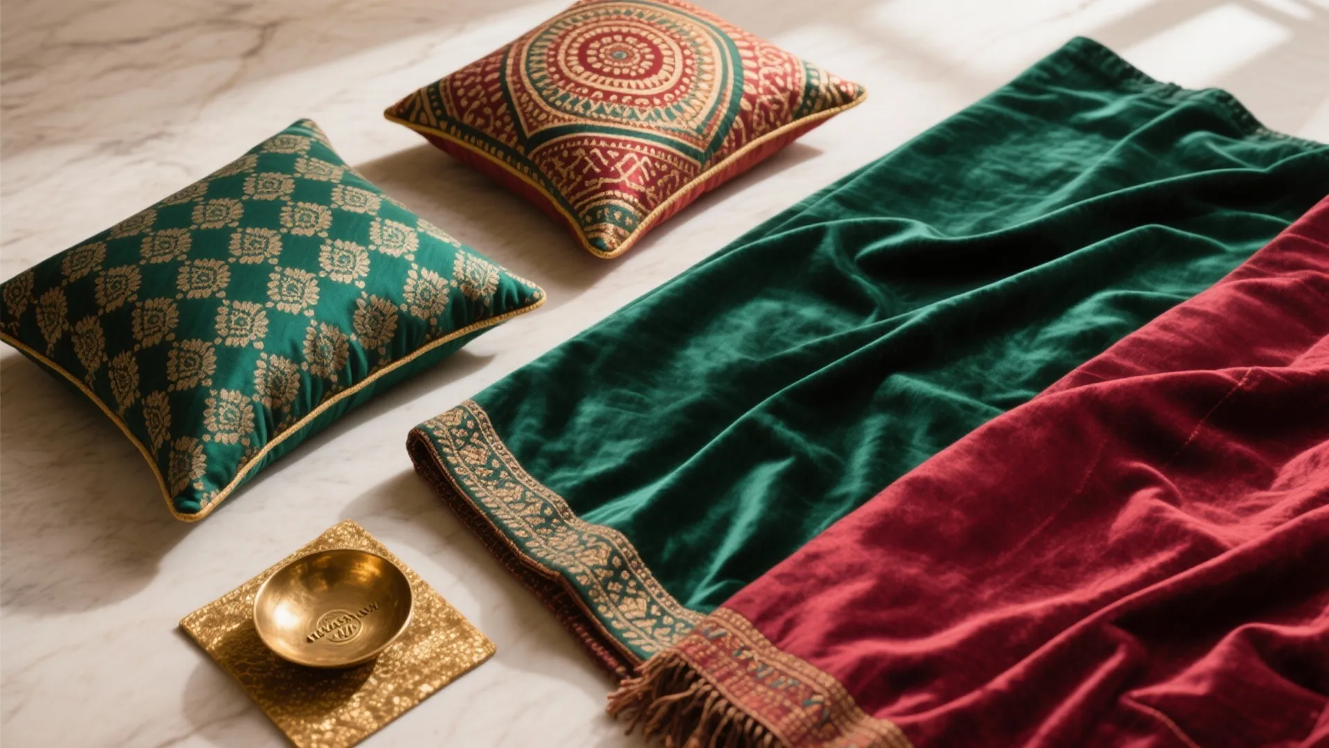Textiles: Jewel-Toned Cushions, Throws, and Drapes