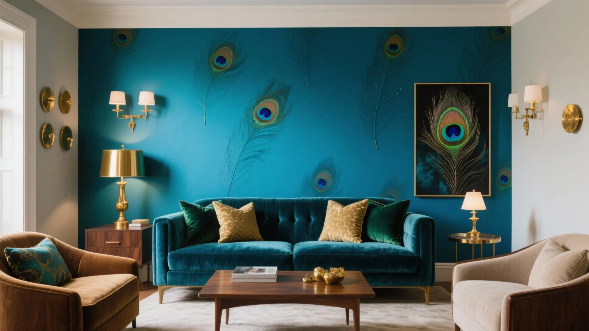 Jewel-Tone Statement Wall Behind Sofa or Headboard
