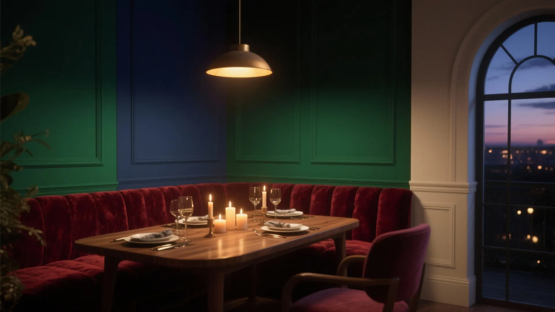1. Moody jewel tones for intimate dinners