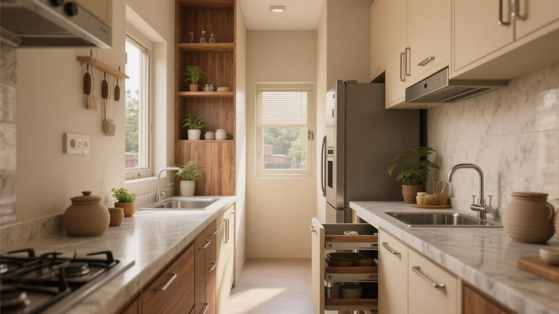 Minimalist Kitchen Storage for Compact 1 BHKs