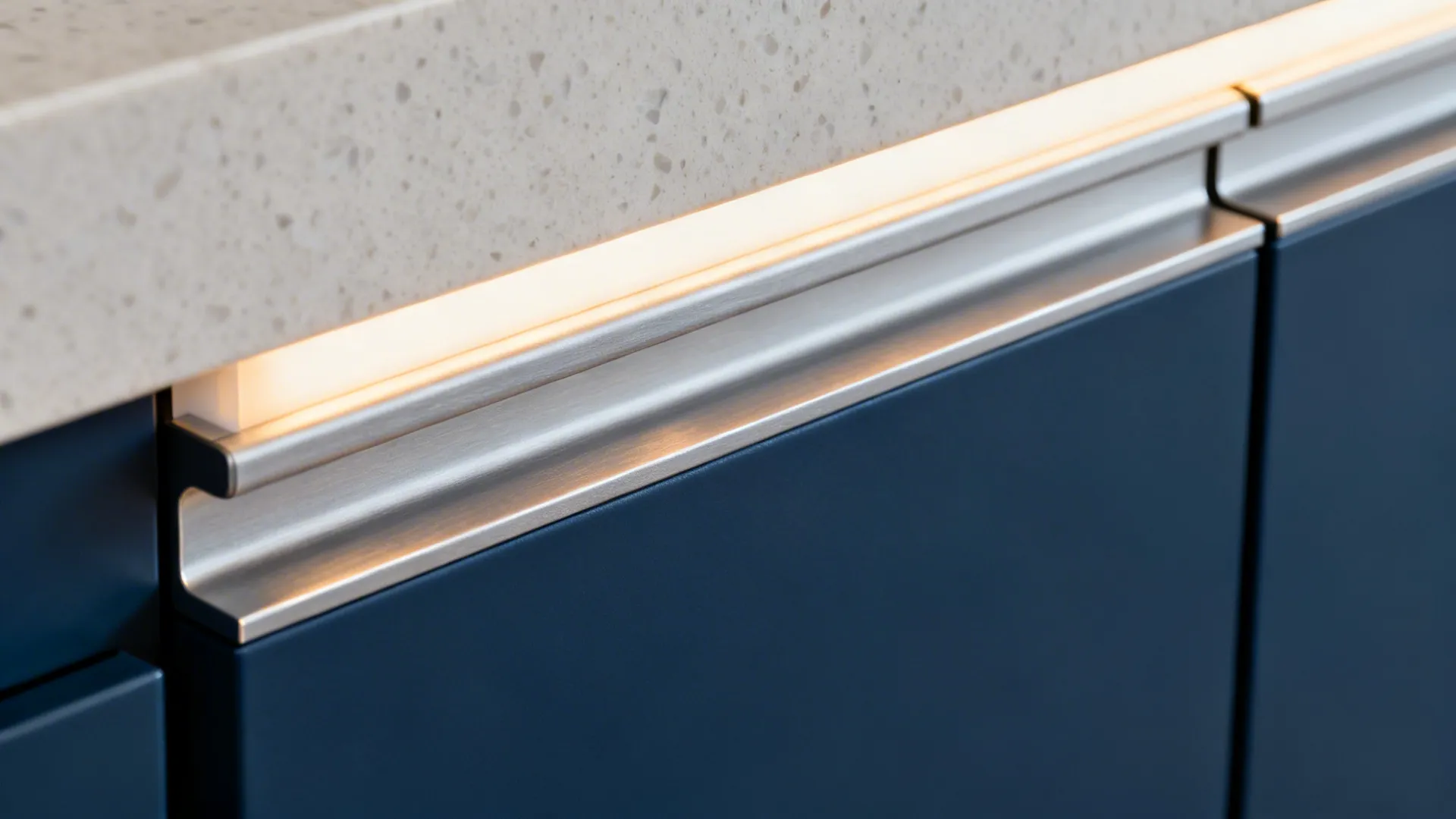 Handleless Dark Blue with LED Rails