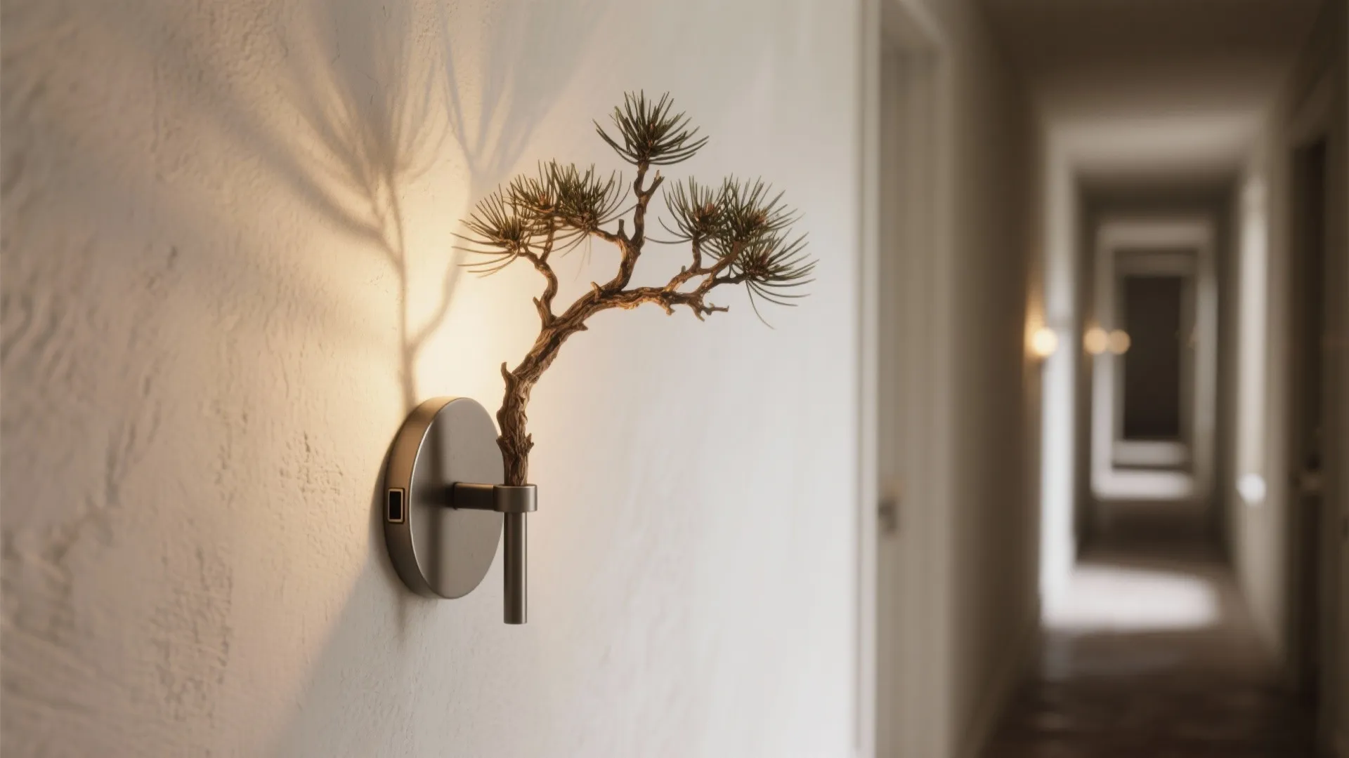 2. Juniper-Branch Sconce for Hallway Accents