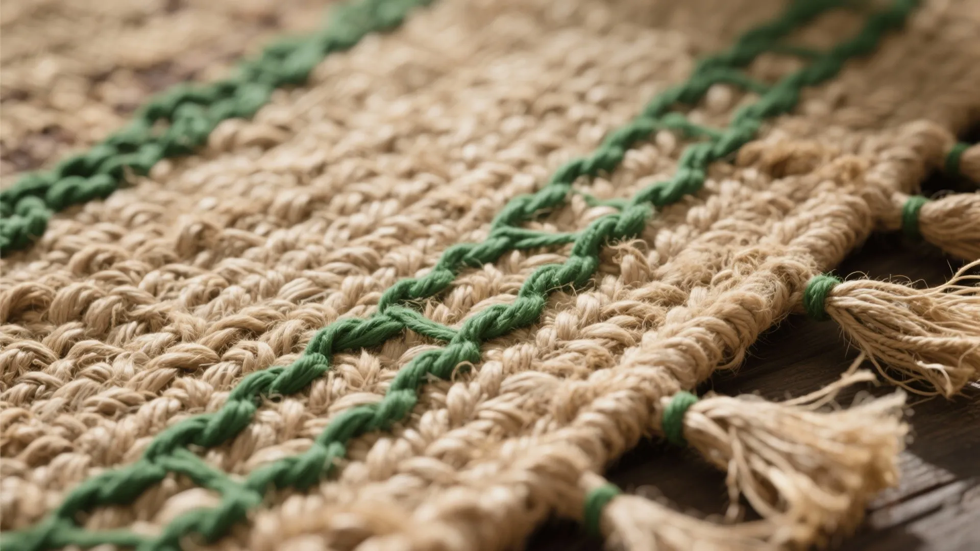 8. Handwoven Jute with Green Accents